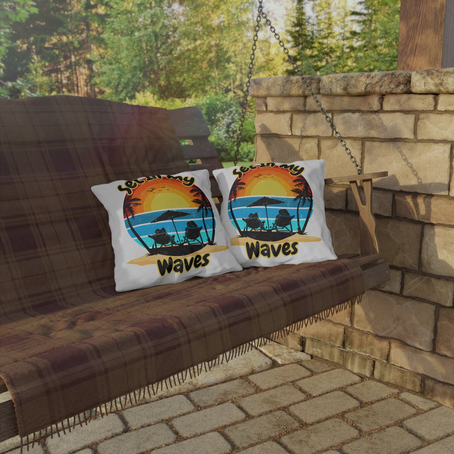 "Set In My Waves" Tropical Outdoor Pillows