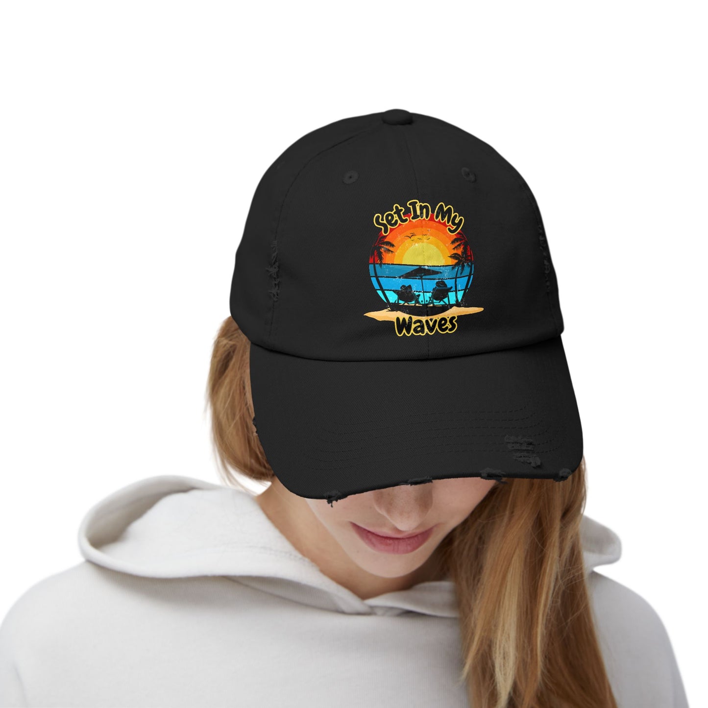"Set In My Waves" Tropical Distressed Cap