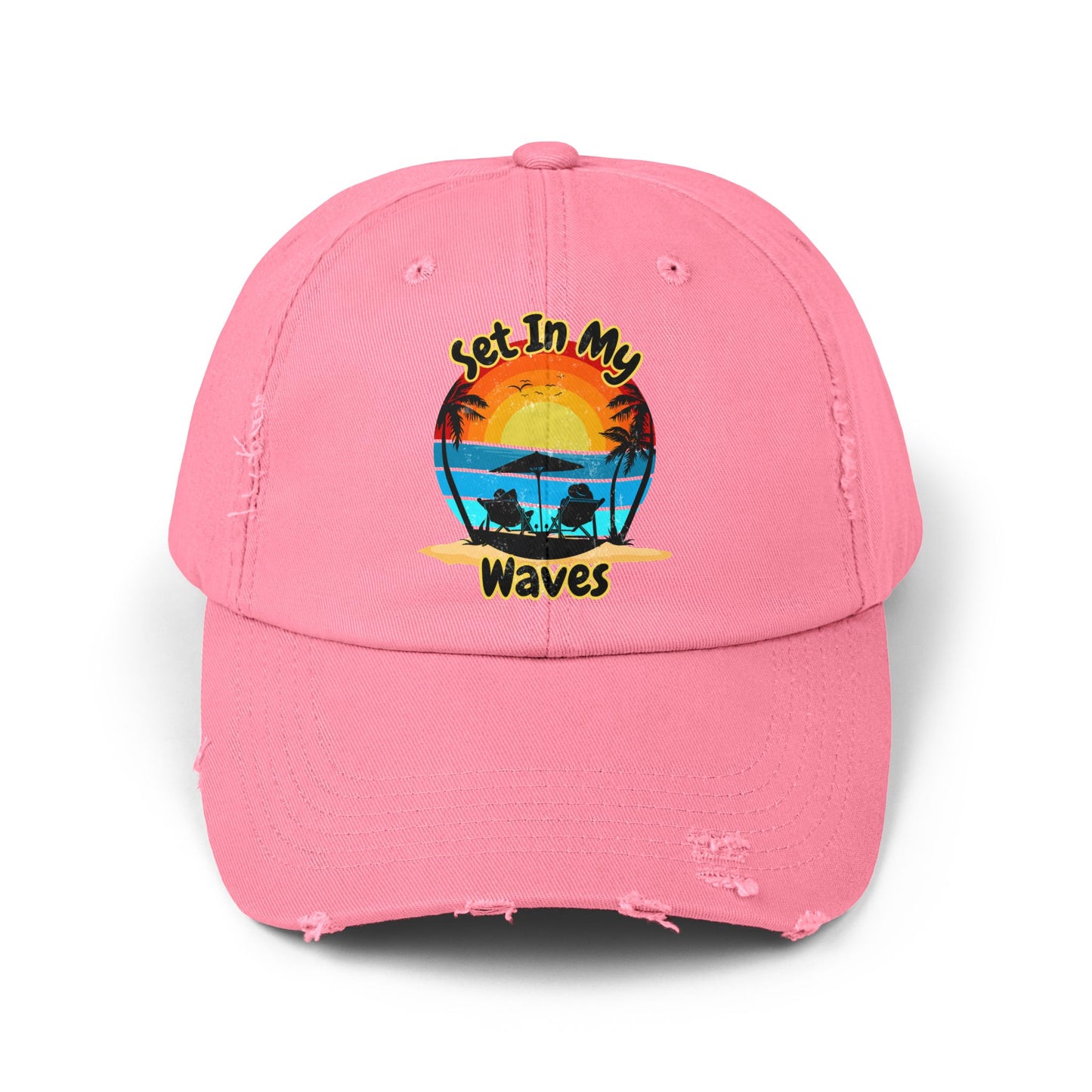 "Set In My Waves" Tropical Distressed Cap
