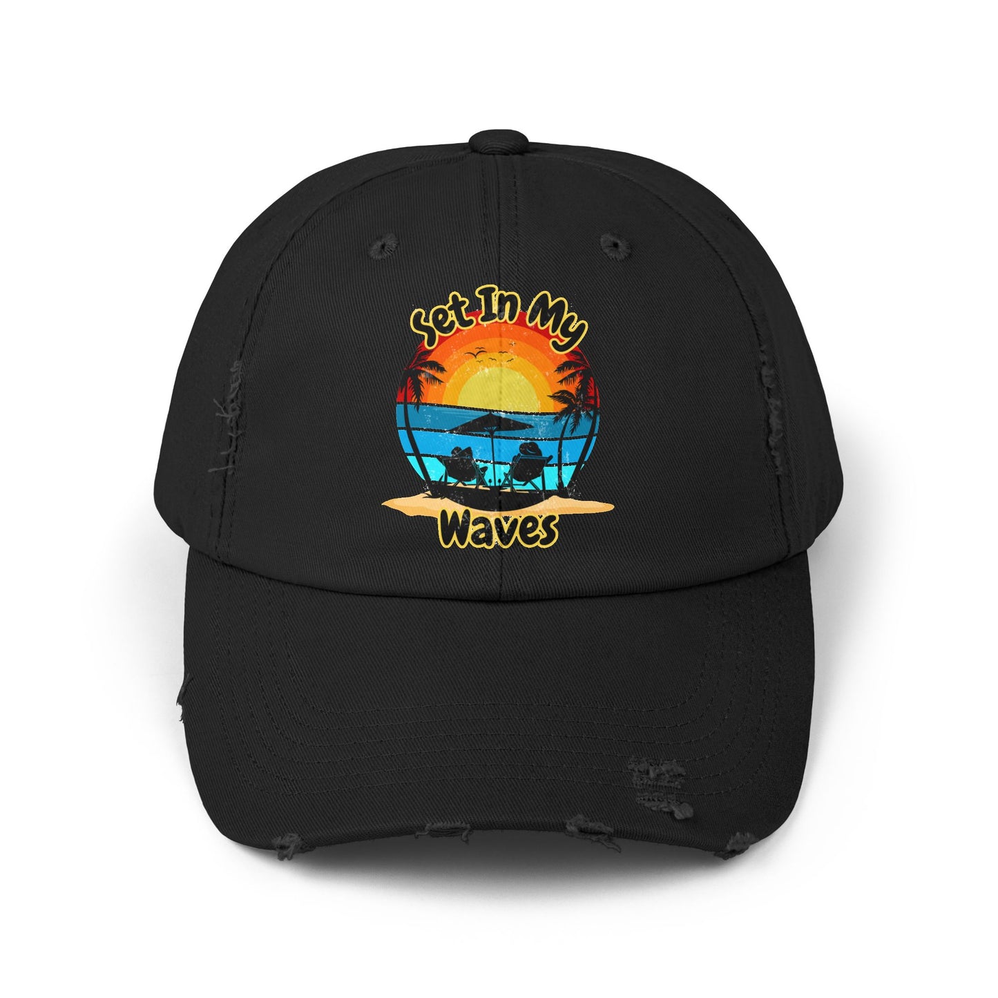 "Set In My Waves" Tropical Distressed Cap