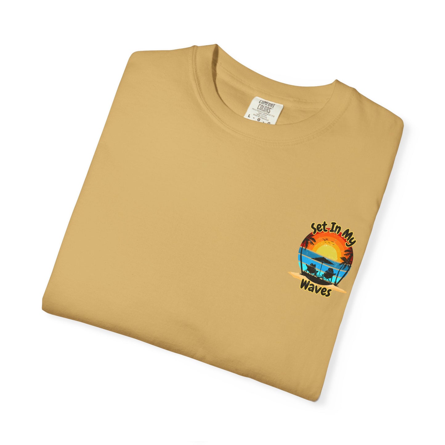 Sunset Surf T-Shirt — "Set In My Waves" Retro Beach Graphic Tee