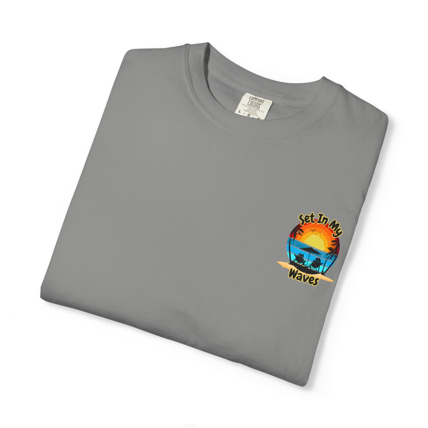 Sunset Surf T-Shirt — "Set In My Waves" Retro Beach Graphic Tee