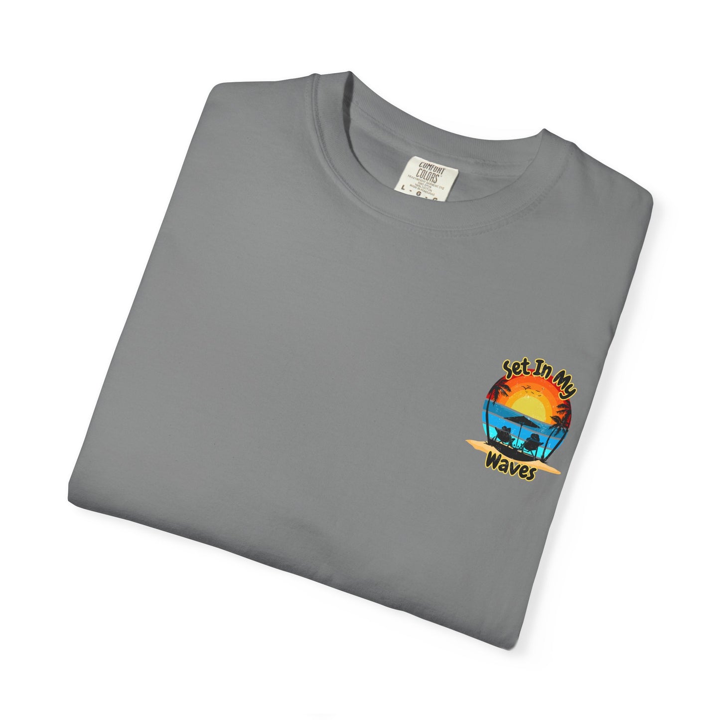 Sunset Surf T-Shirt — "Set In My Waves" Retro Beach Graphic Tee