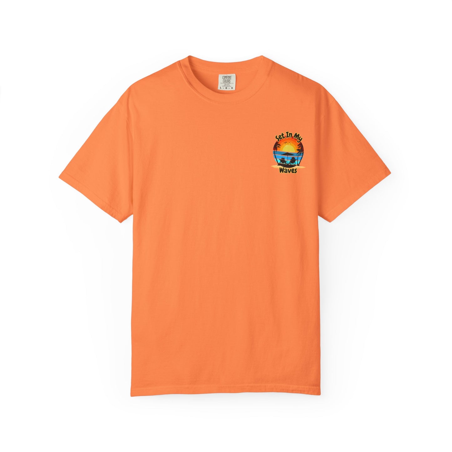Sunset Surf T-Shirt — "Set In My Waves" Retro Beach Graphic Tee