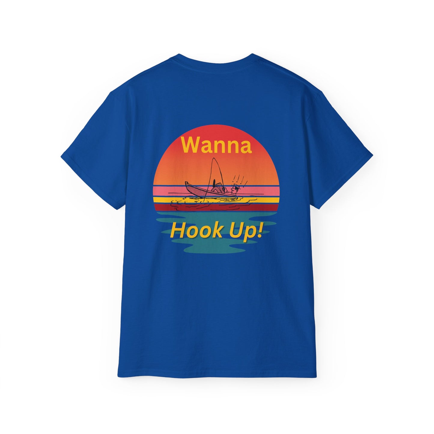 Wanna Hook Up? Fishing Sunset Tee — Graphic Fishing T‑Shirt