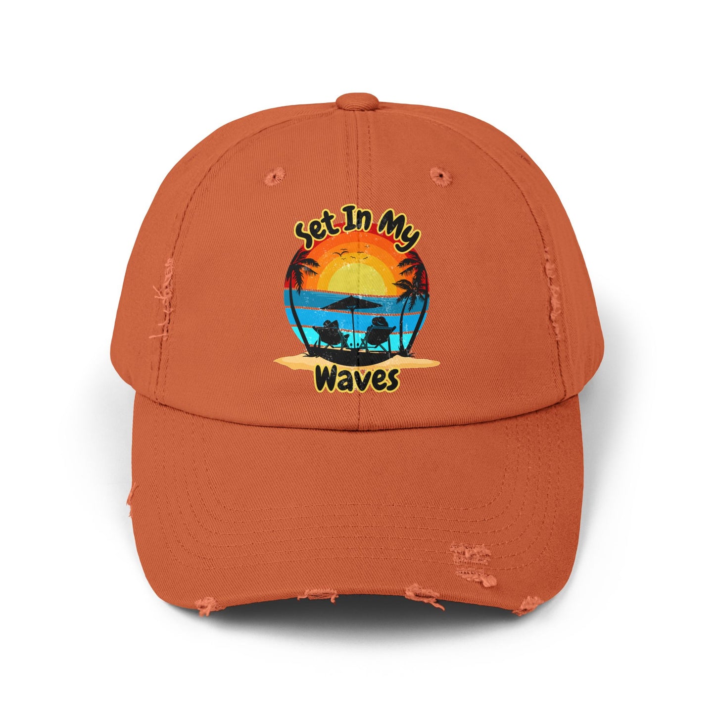 "Set In My Waves" Tropical Distressed Cap