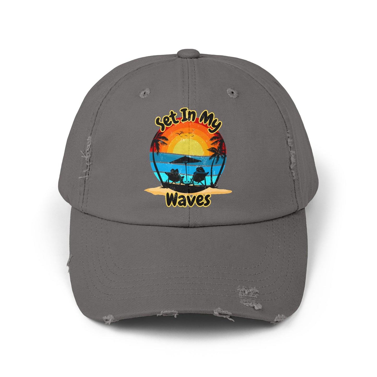"Set In My Waves" Tropical Distressed Cap