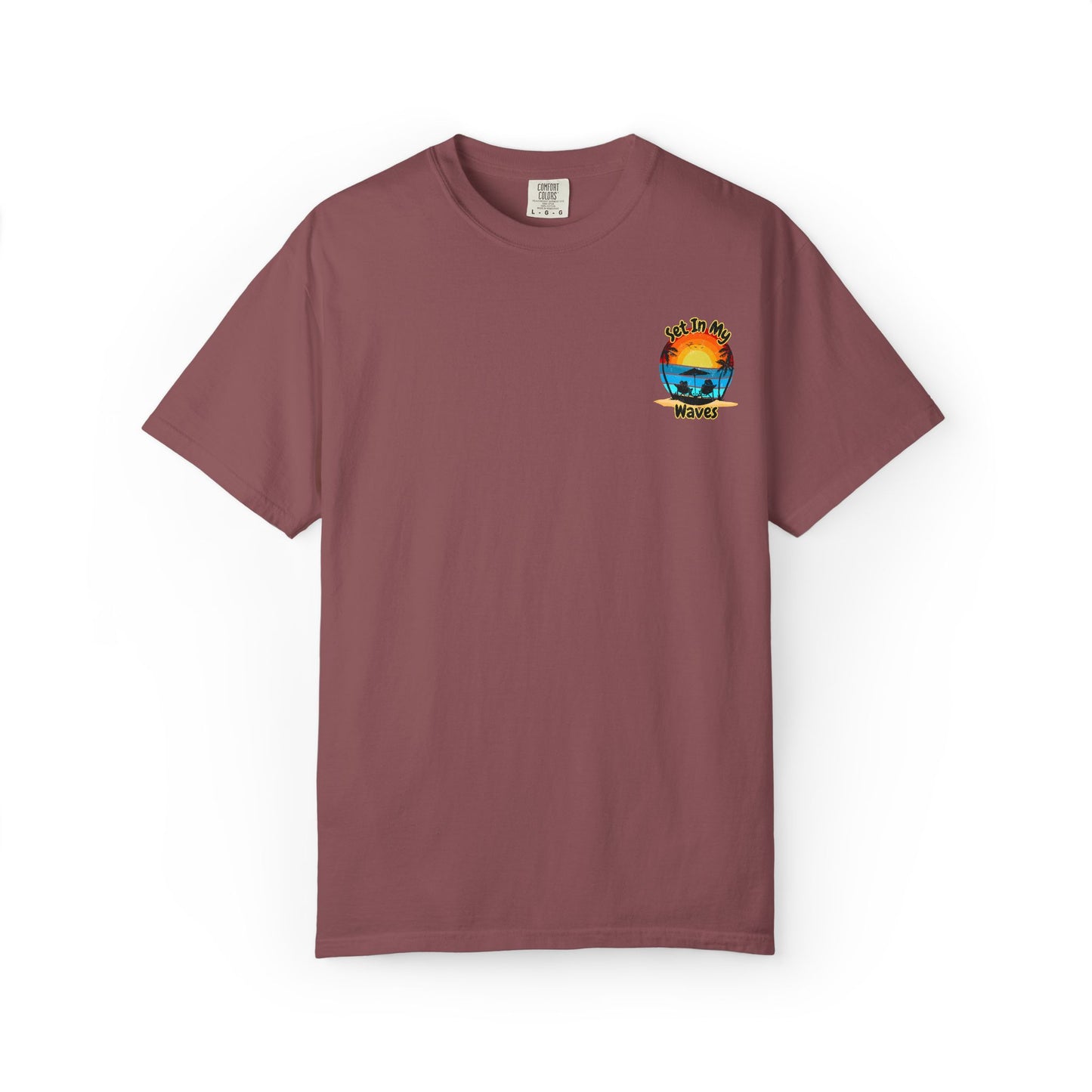 Sunset Surf T-Shirt — "Set In My Waves" Retro Beach Graphic Tee