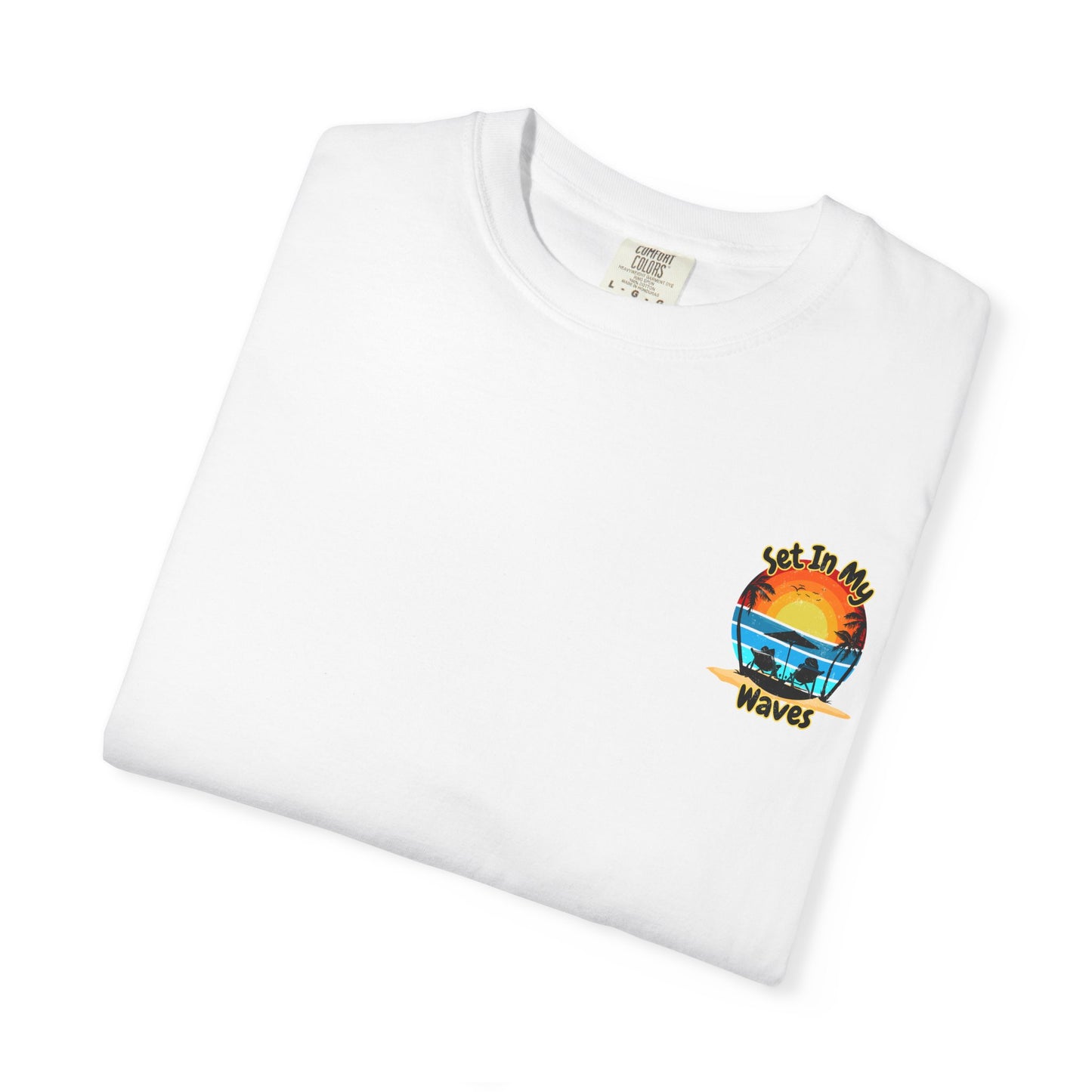 Sunset Surf T-Shirt — "Set In My Waves" Retro Beach Graphic Tee