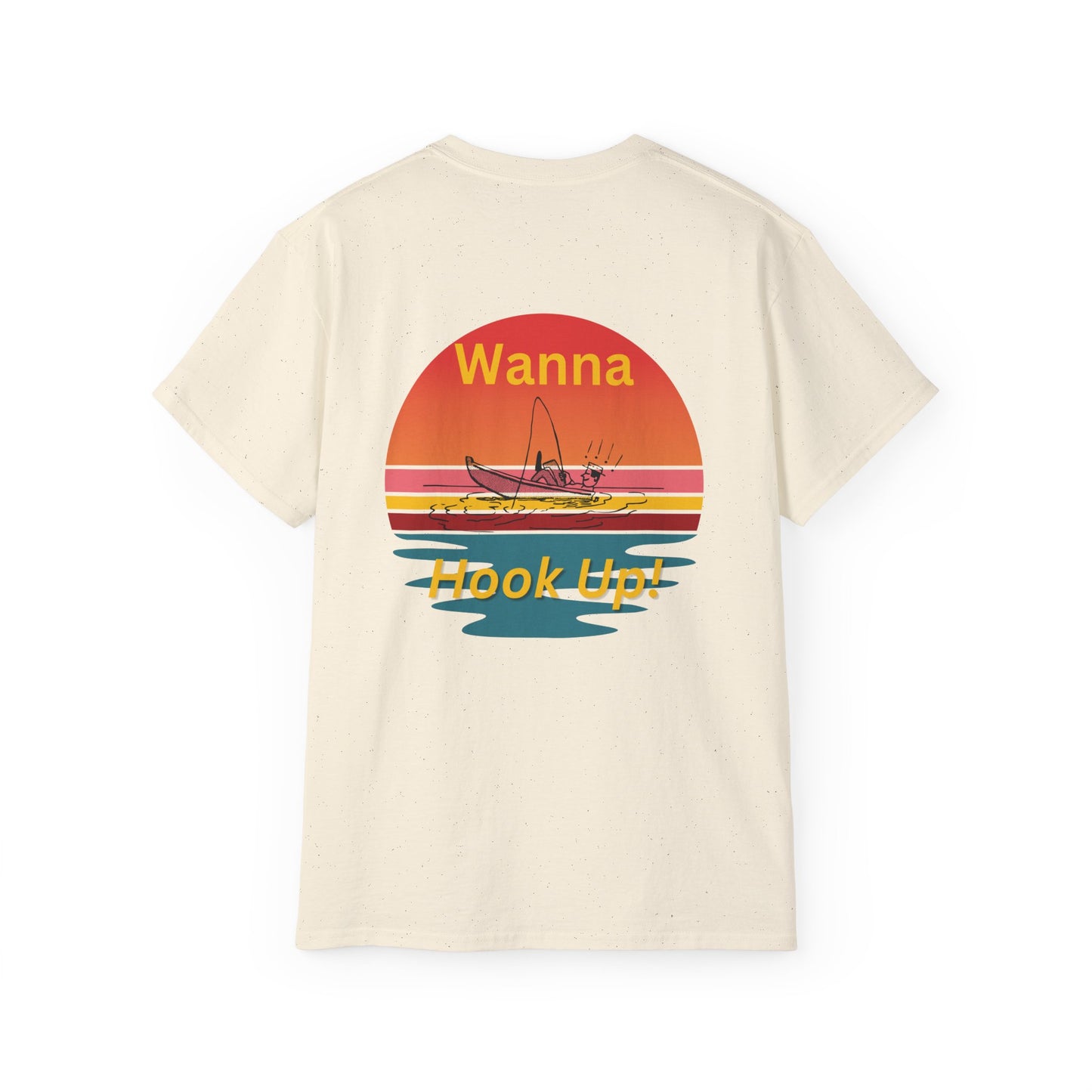 Wanna Hook Up? Fishing Sunset Tee — Graphic Fishing T‑Shirt