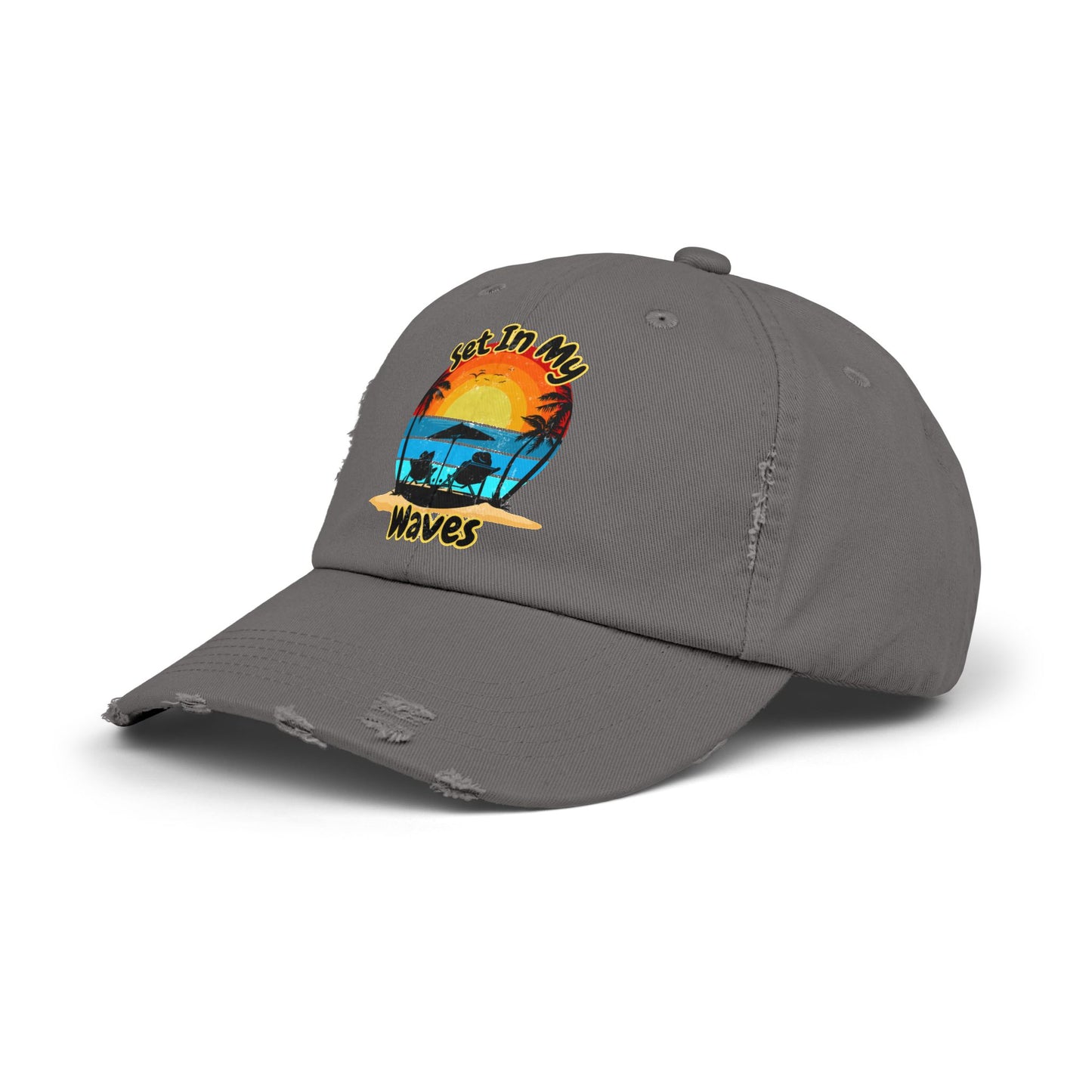 "Set In My Waves" Tropical Distressed Cap