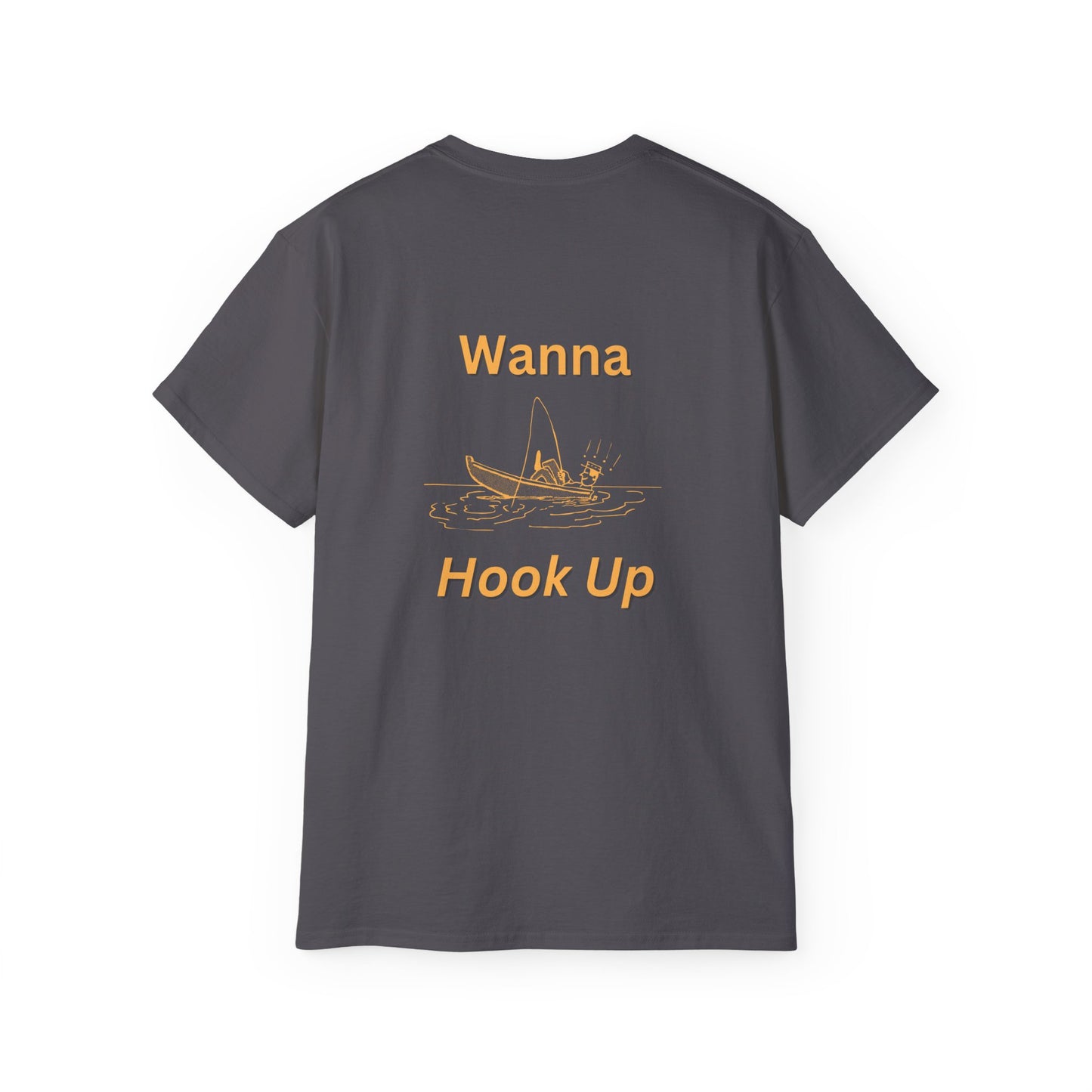 Wanna Hook Up Fishing Tee — Casual Graphic Cotton T‑Shirt