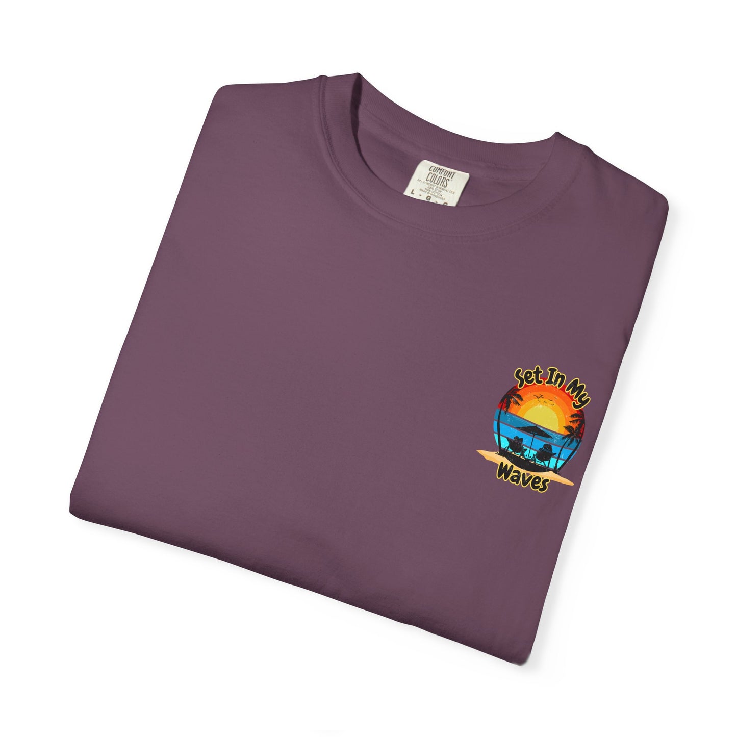 Sunset Surf T-Shirt — "Set In My Waves" Retro Beach Graphic Tee