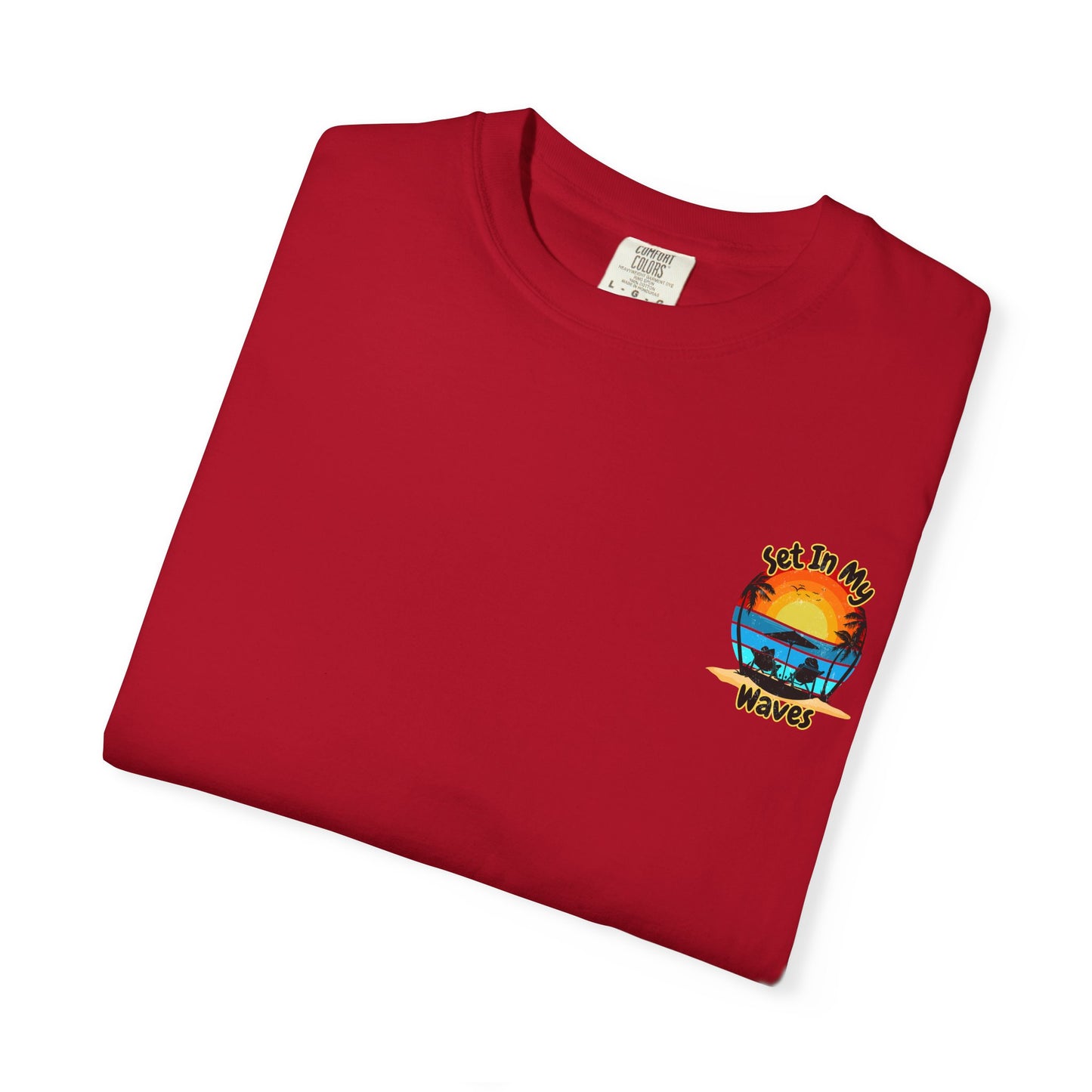 Sunset Surf T-Shirt — "Set In My Waves" Retro Beach Graphic Tee