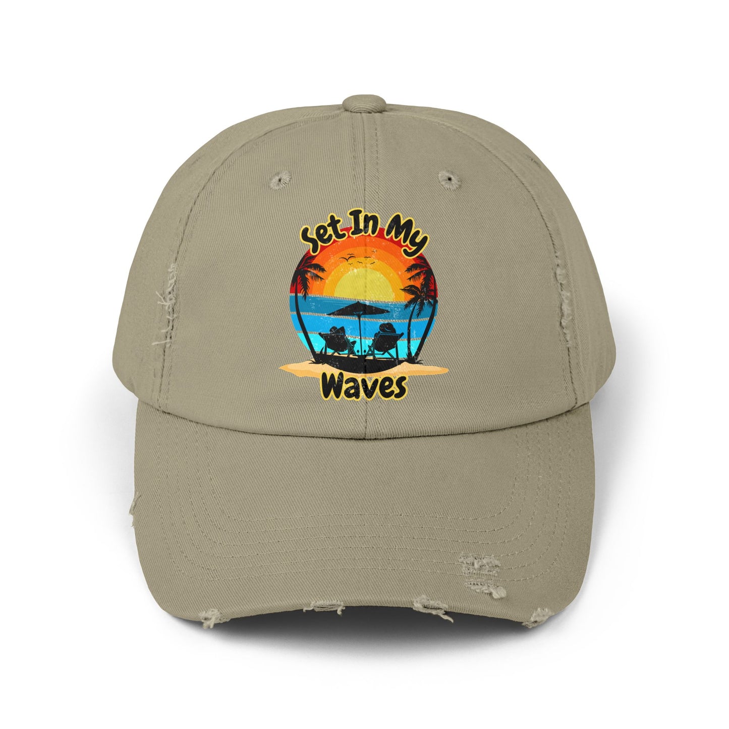 "Set In My Waves" Tropical Distressed Cap