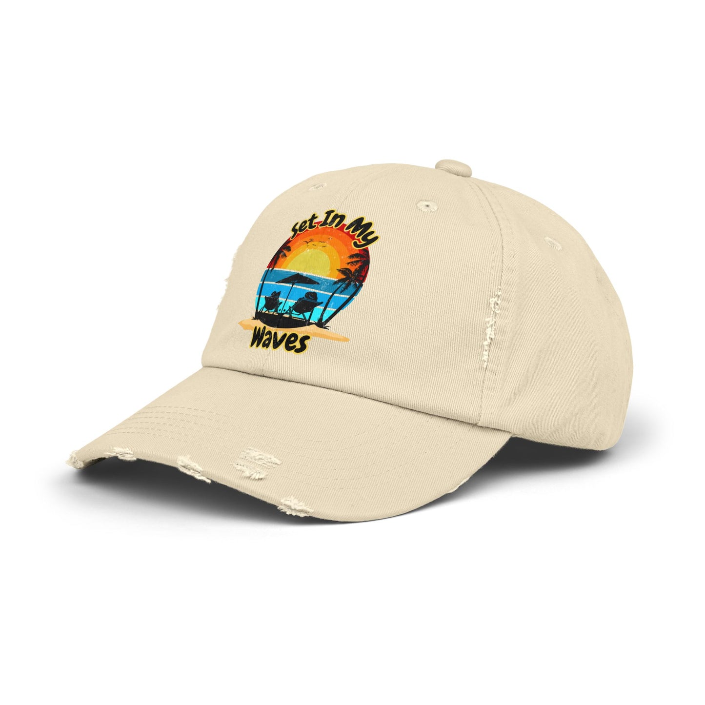 "Set In My Waves" Tropical Distressed Cap