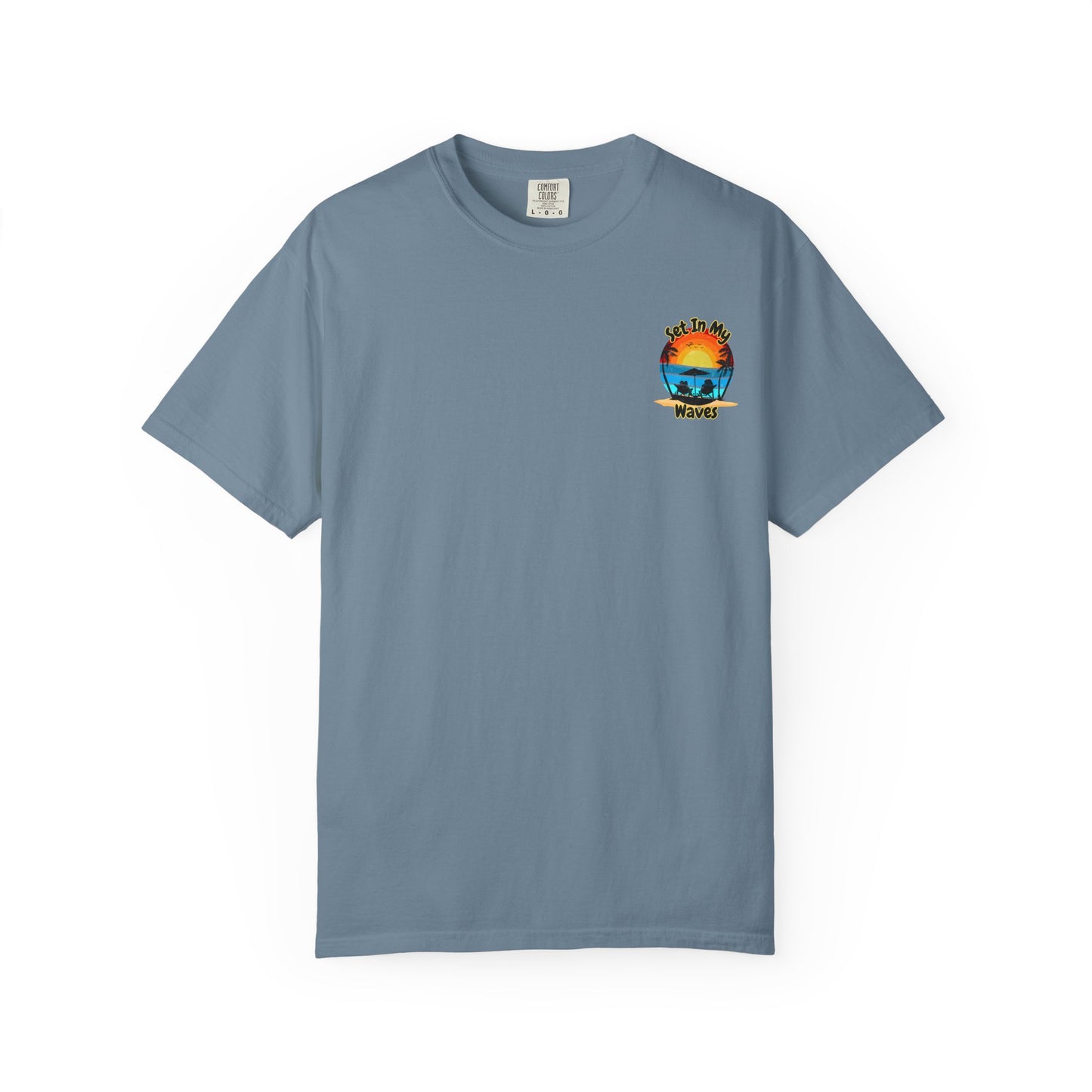 Sunset Surf T-Shirt — "Set In My Waves" Retro Beach Graphic Tee