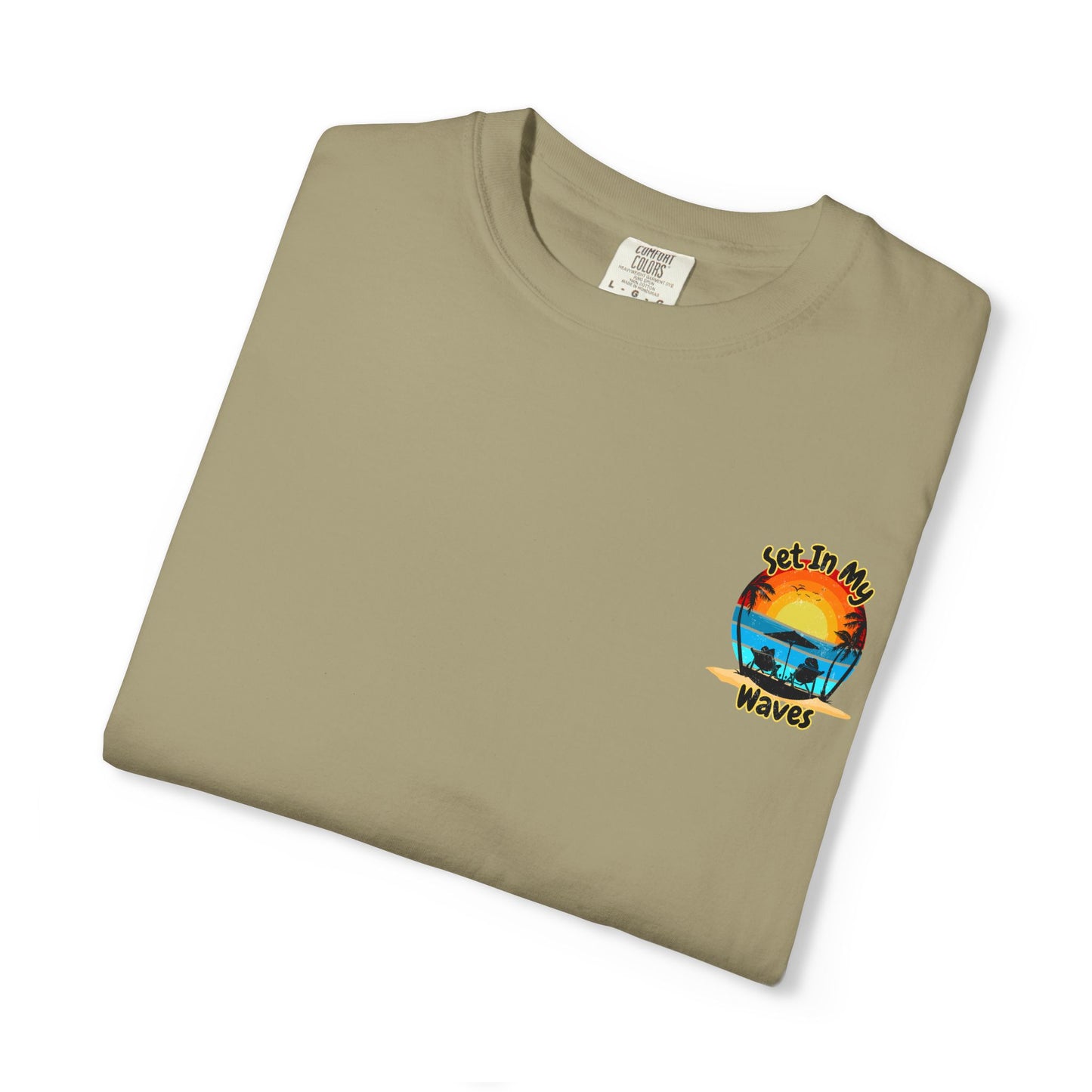 Sunset Surf T-Shirt — "Set In My Waves" Retro Beach Graphic Tee
