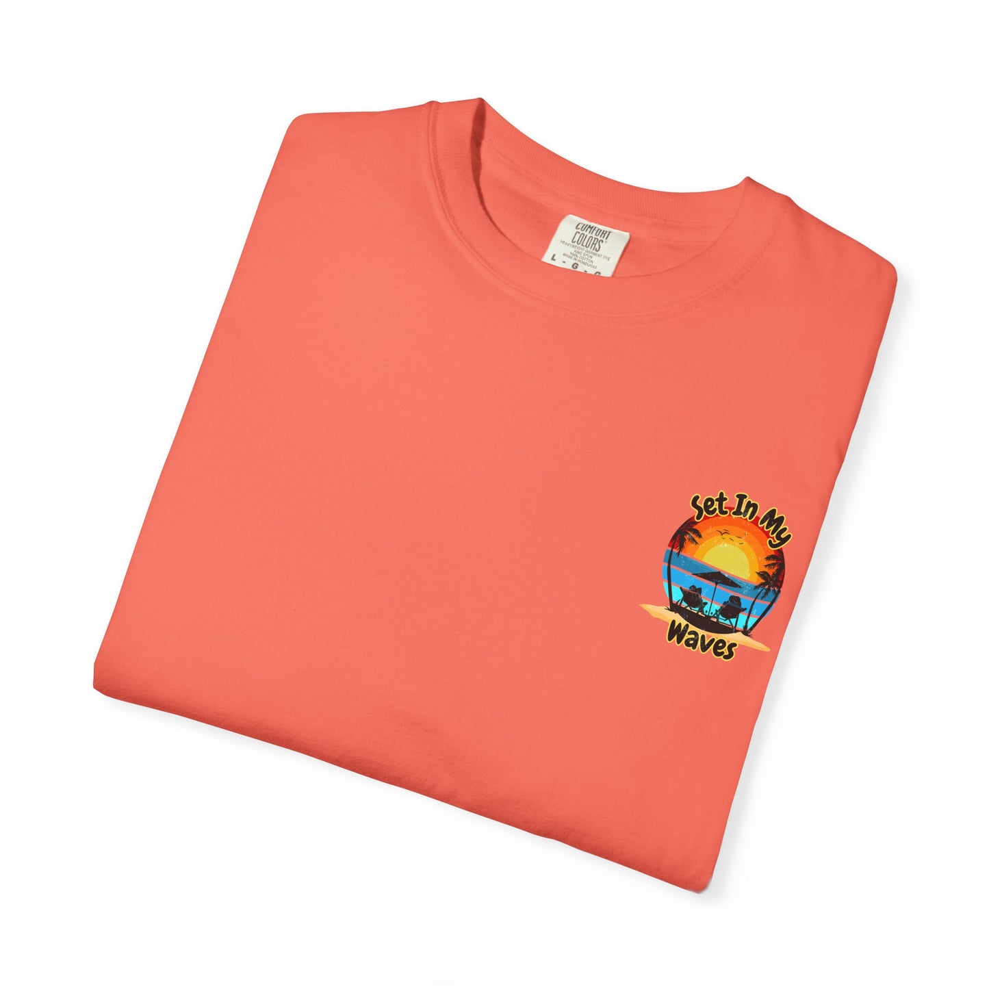 Sunset Surf T-Shirt — "Set In My Waves" Retro Beach Graphic Tee