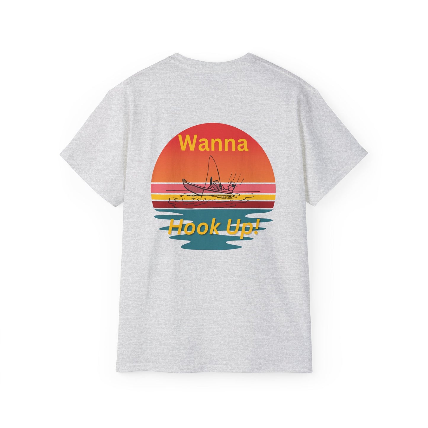 Wanna Hook Up? Fishing Sunset Tee — Graphic Fishing T‑Shirt