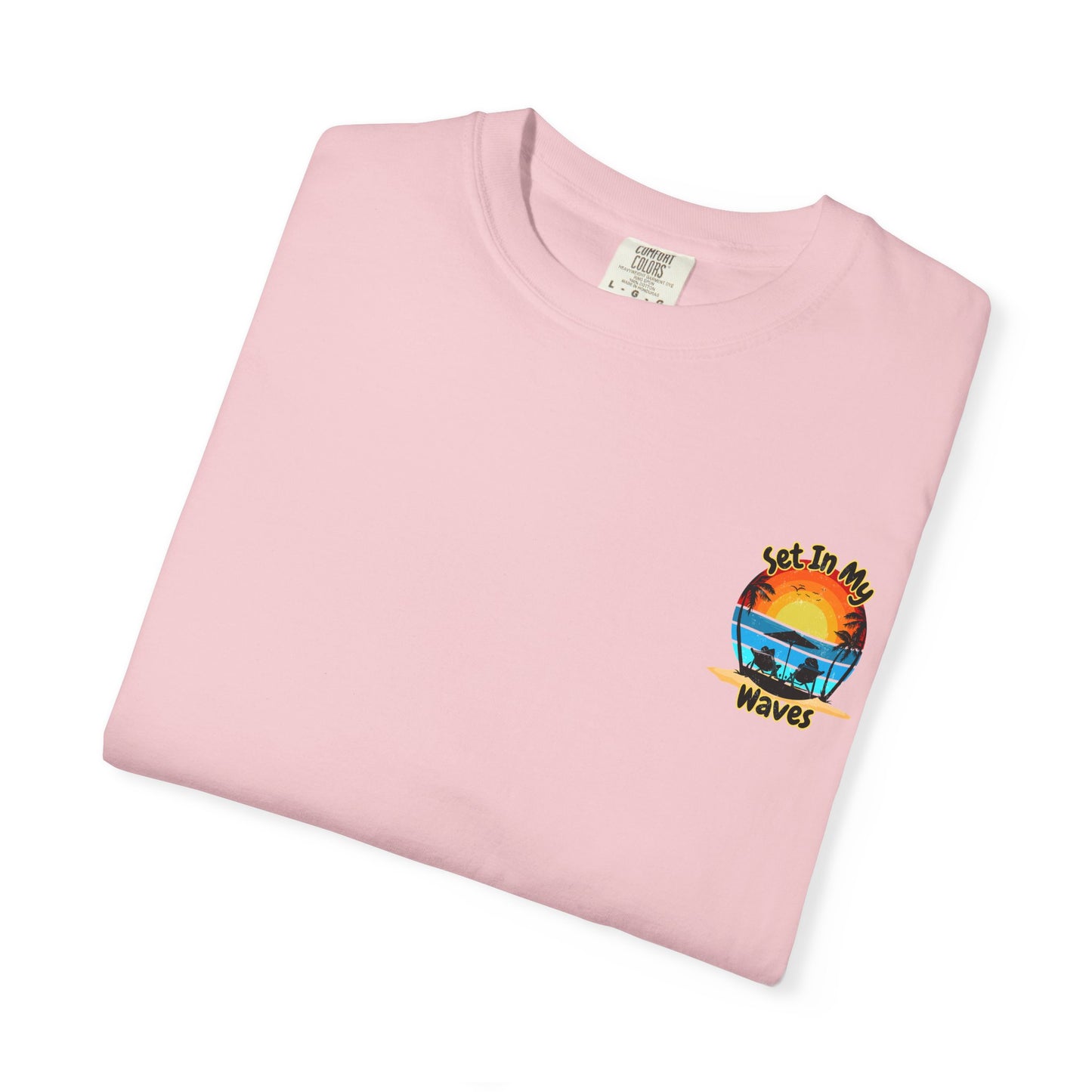 Sunset Surf T-Shirt — "Set In My Waves" Retro Beach Graphic Tee