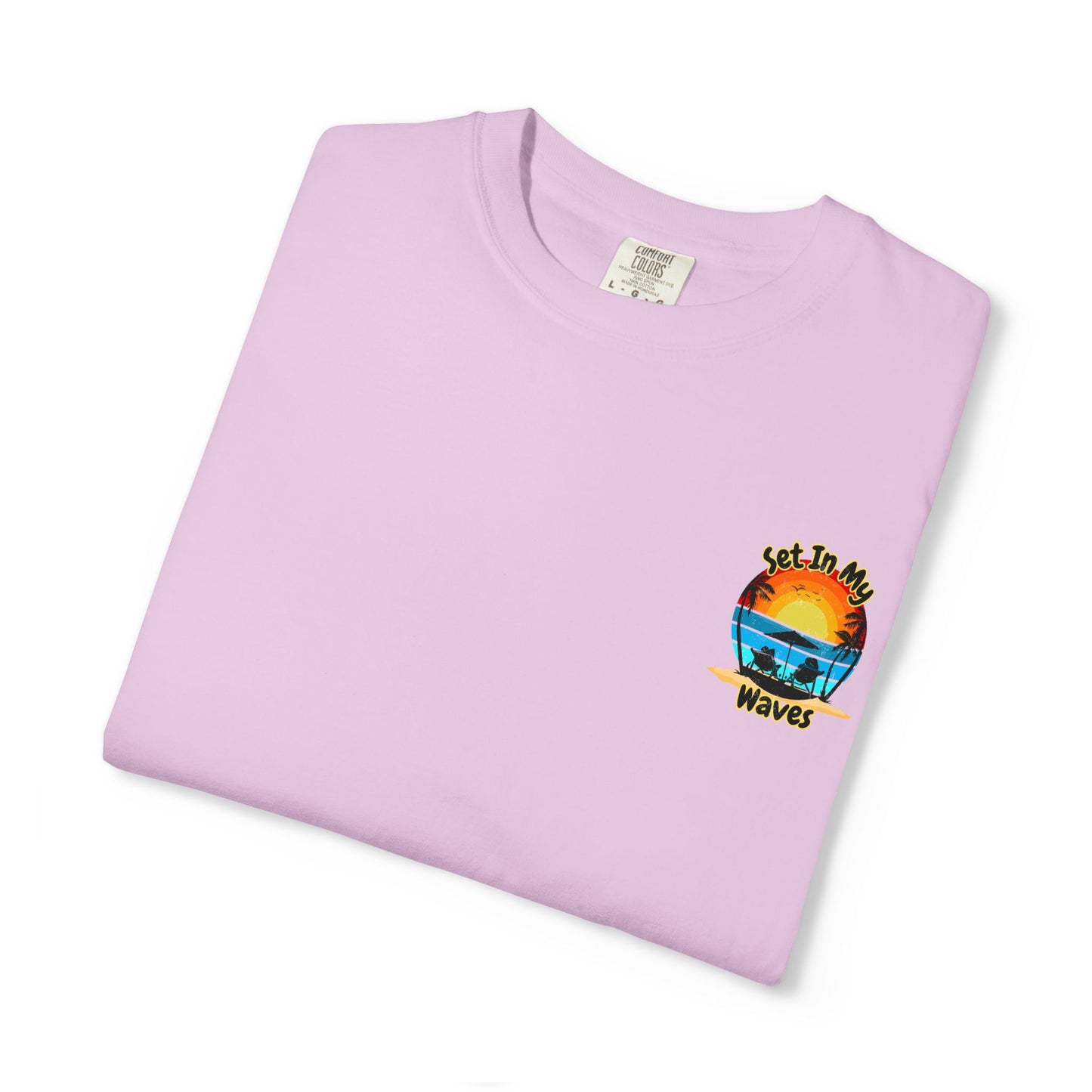 Sunset Surf T-Shirt — "Set In My Waves" Retro Beach Graphic Tee