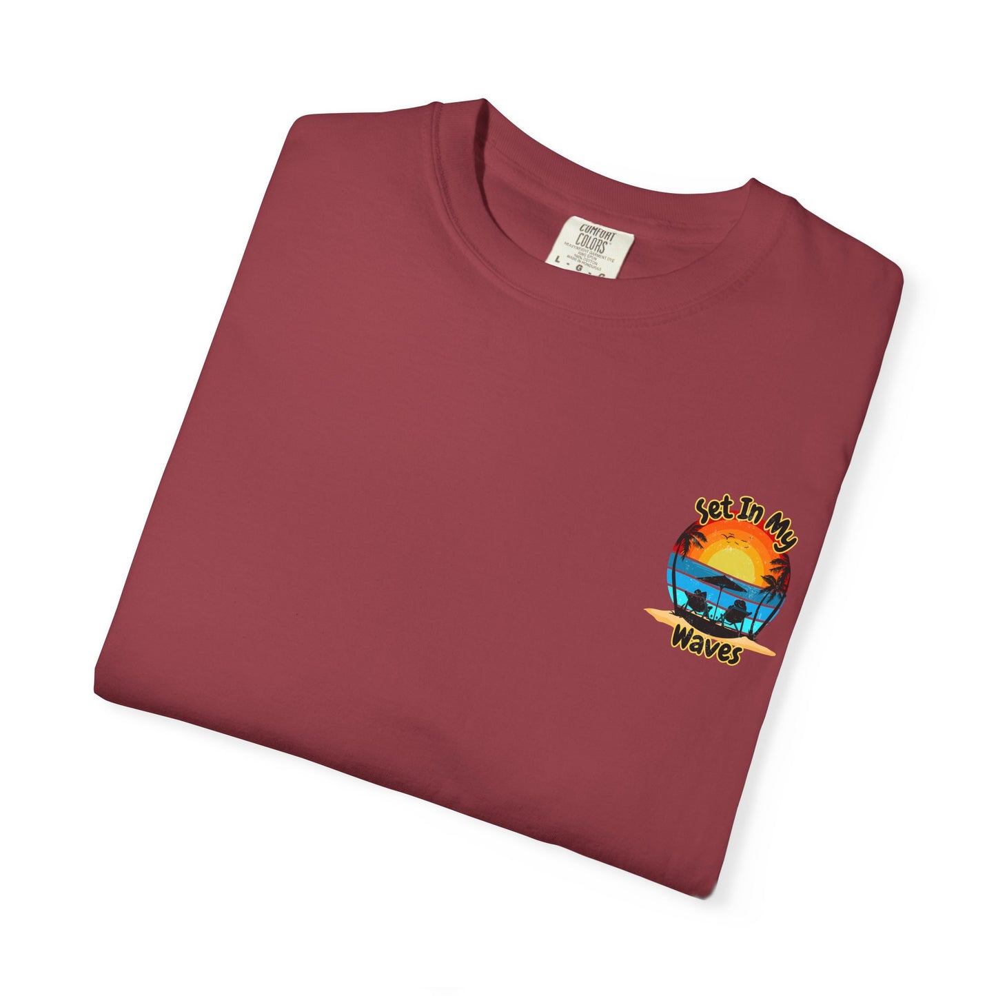 Sunset Surf T-Shirt — "Set In My Waves" Retro Beach Graphic Tee