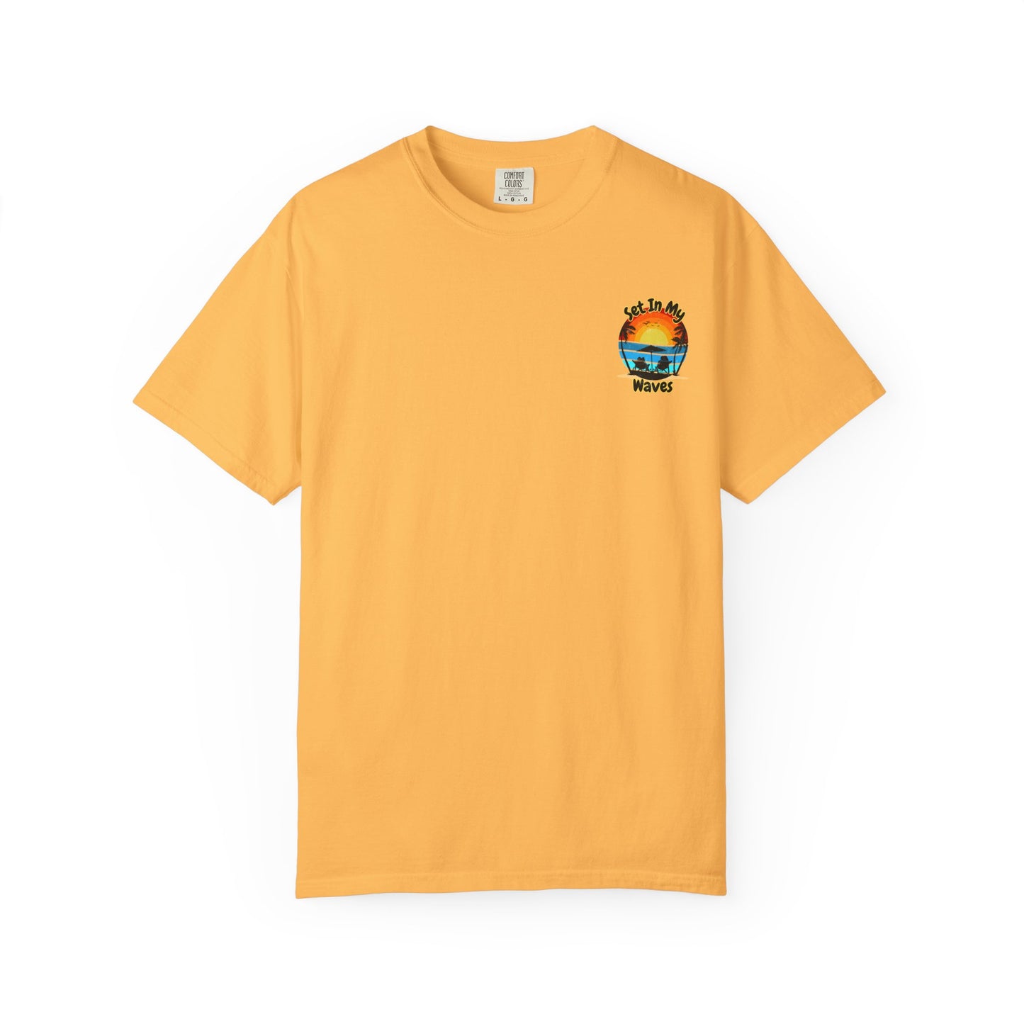 Sunset Surf T-Shirt — "Set In My Waves" Retro Beach Graphic Tee
