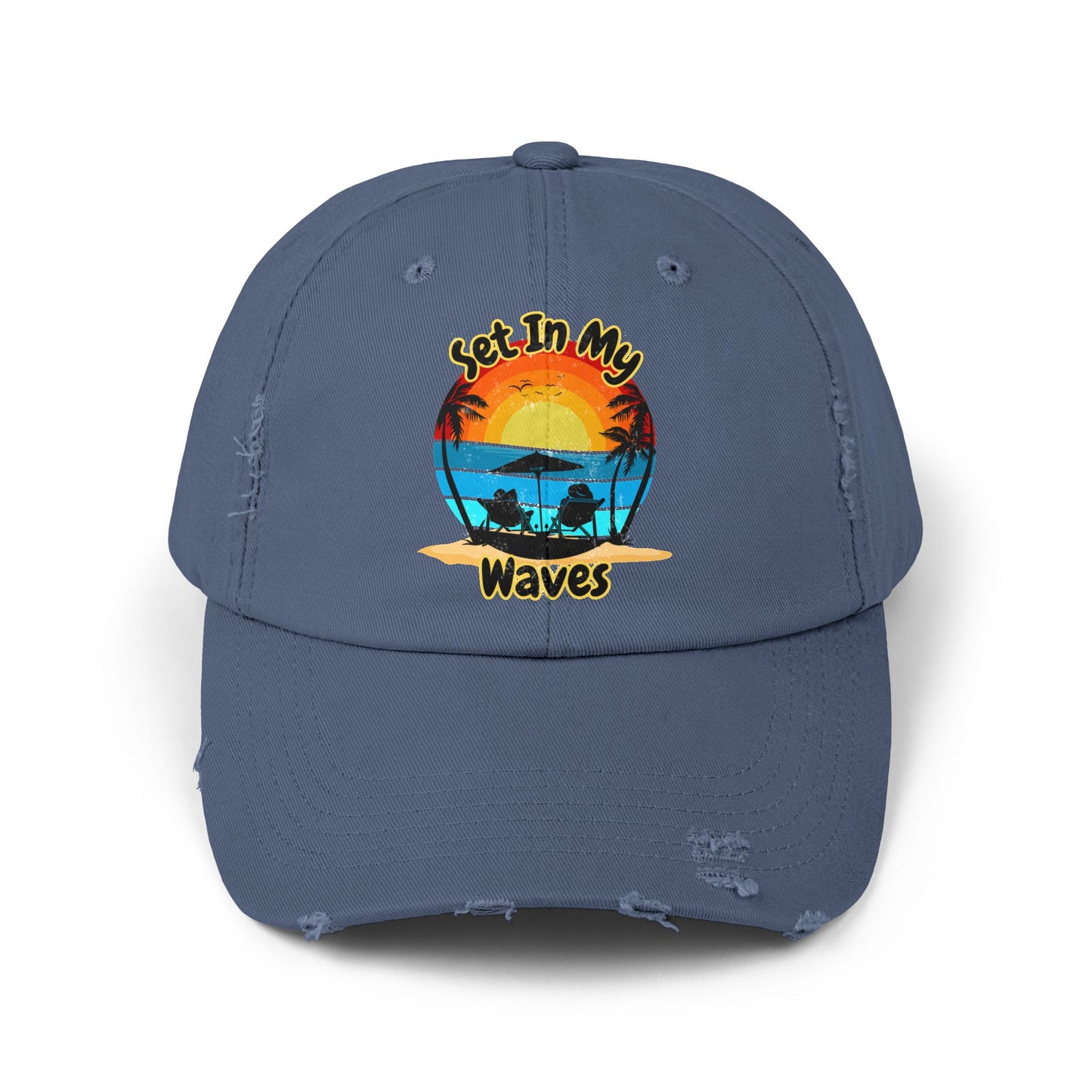 "Set In My Waves" Tropical Distressed Cap