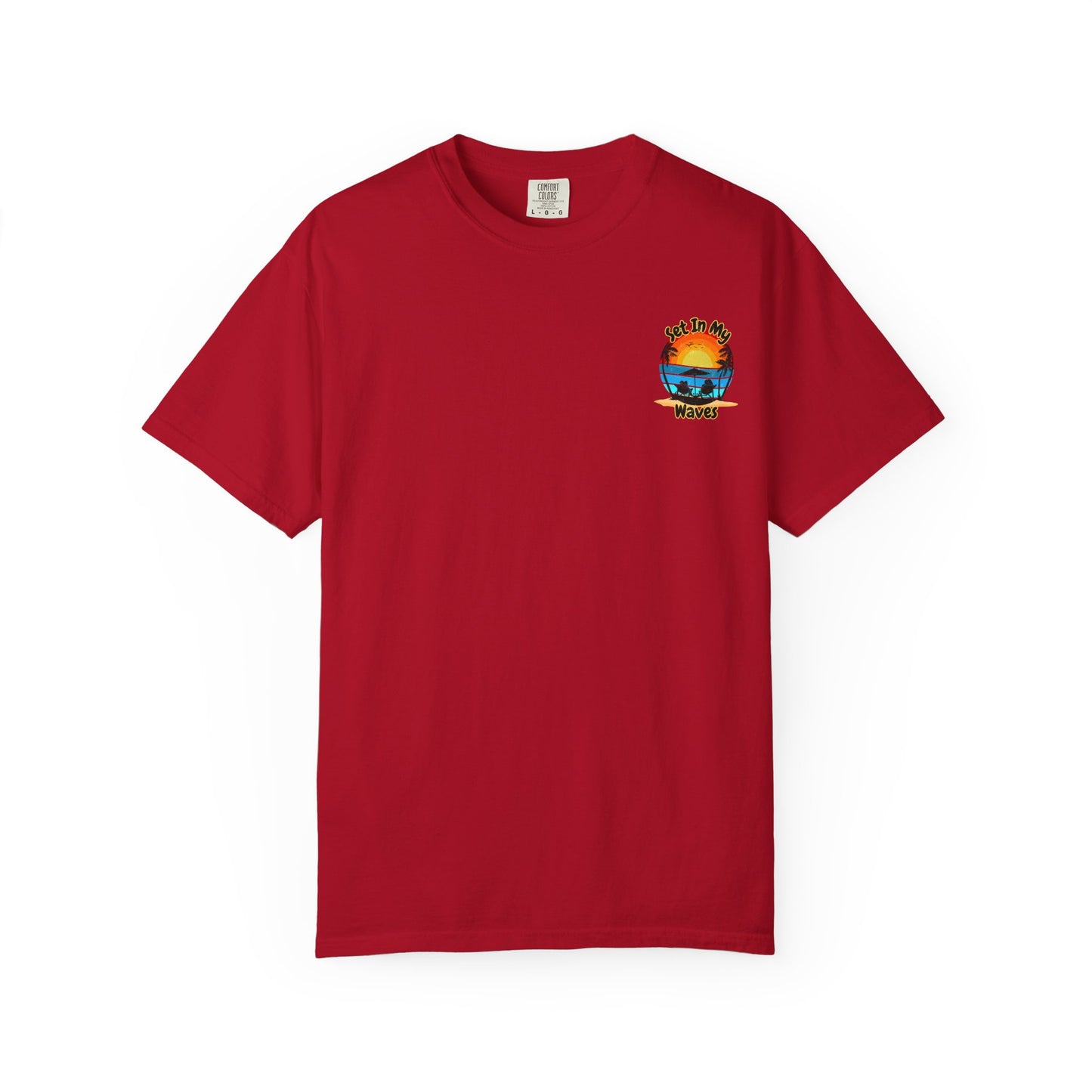 Sunset Surf T-Shirt — "Set In My Waves" Retro Beach Graphic Tee
