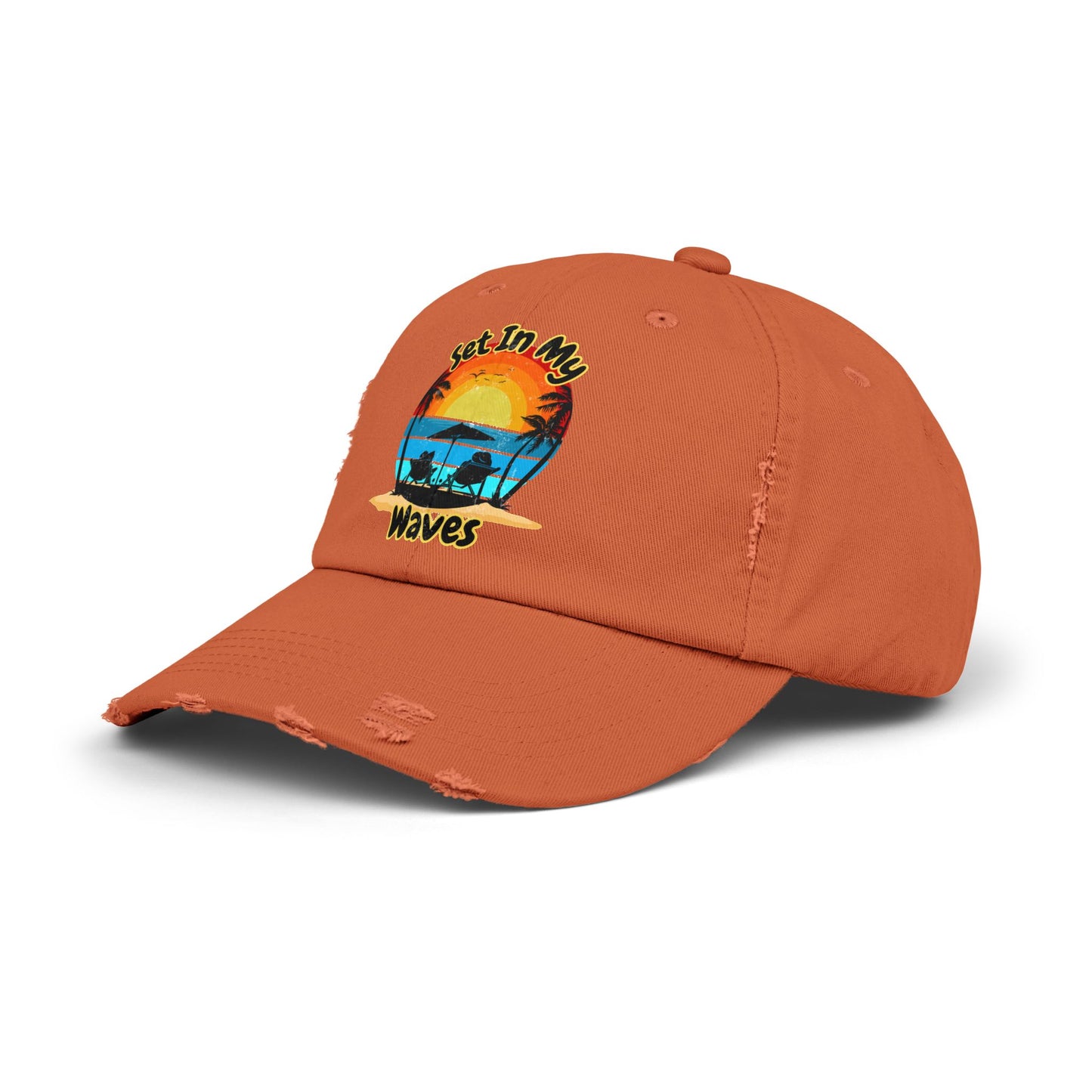 "Set In My Waves" Tropical Distressed Cap