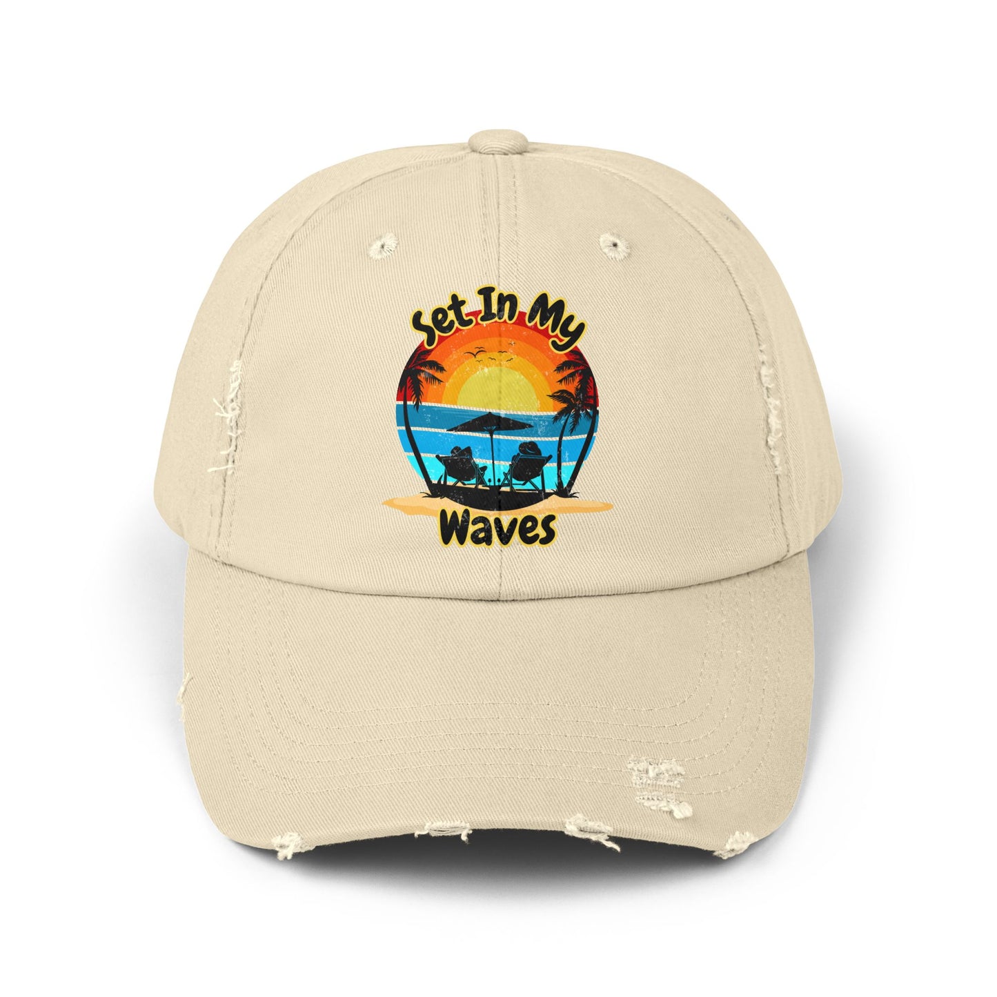 "Set In My Waves" Tropical Distressed Cap