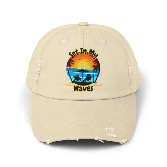 "Set In My Waves" Tropical Distressed Cap