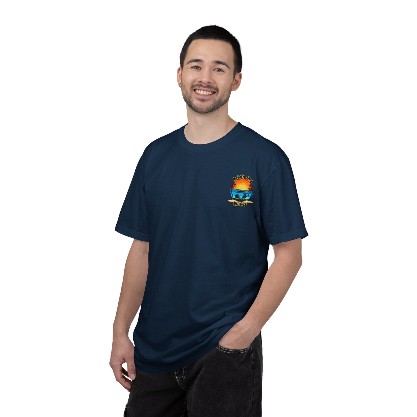 Sunset Surf T-Shirt — "Set In My Waves" Retro Beach Graphic Tee