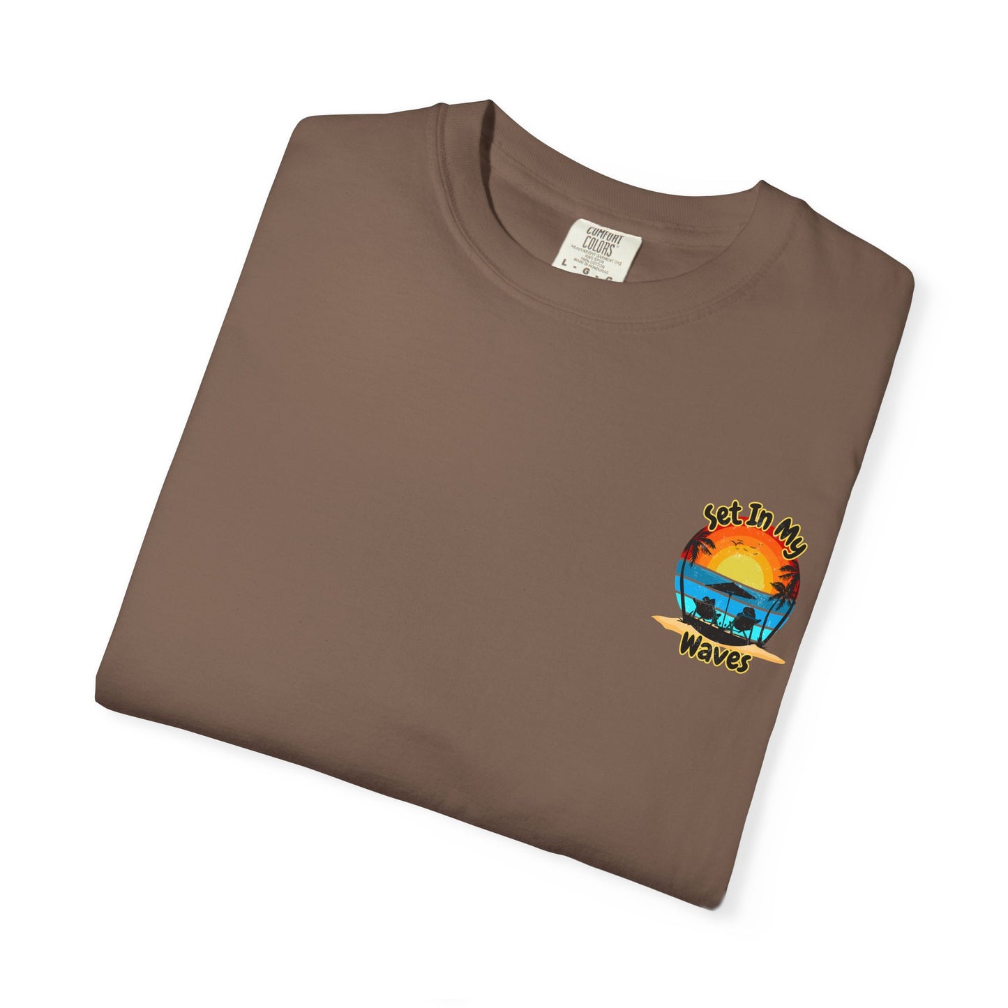 Sunset Surf T-Shirt — "Set In My Waves" Retro Beach Graphic Tee