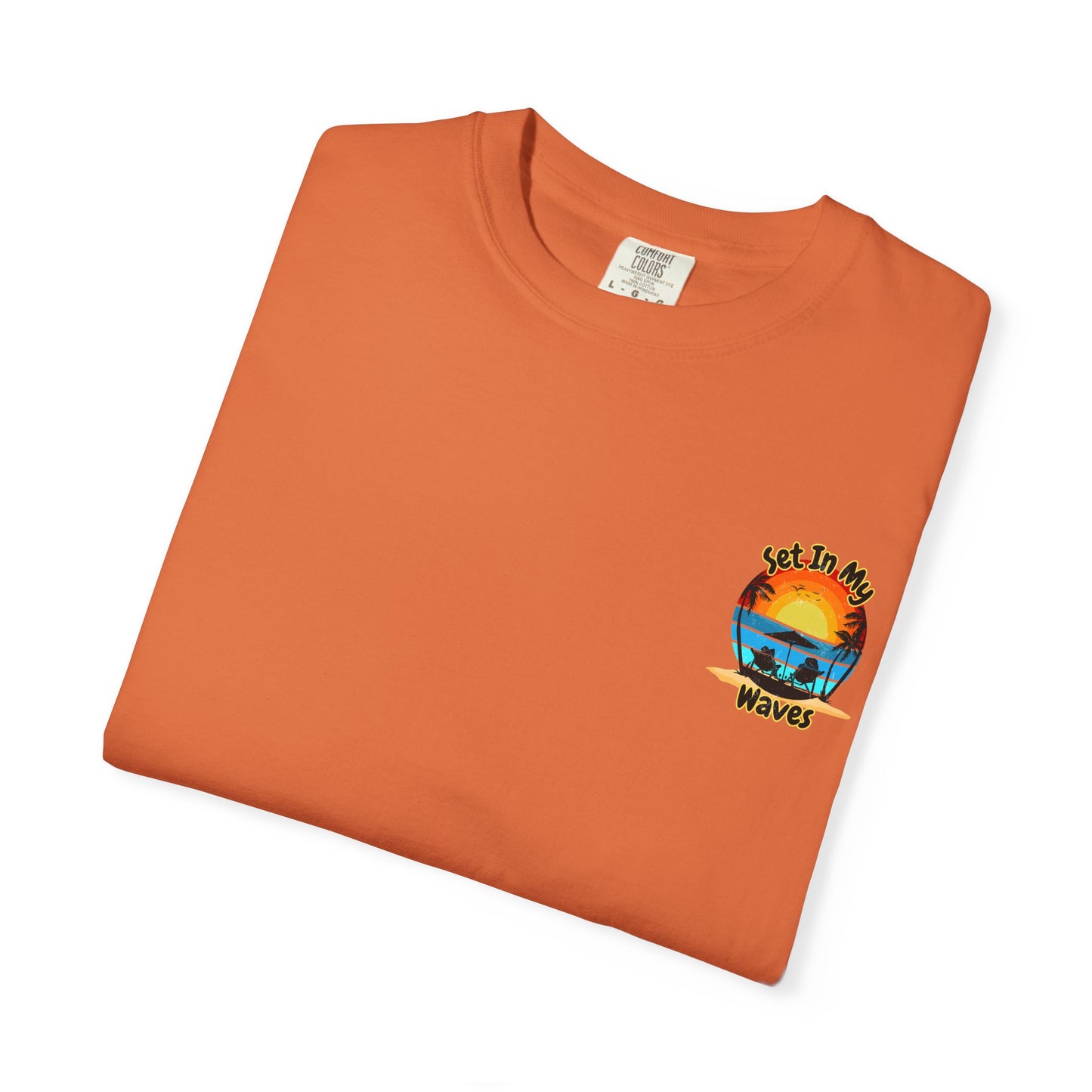 Sunset Surf T-Shirt — "Set In My Waves" Retro Beach Graphic Tee