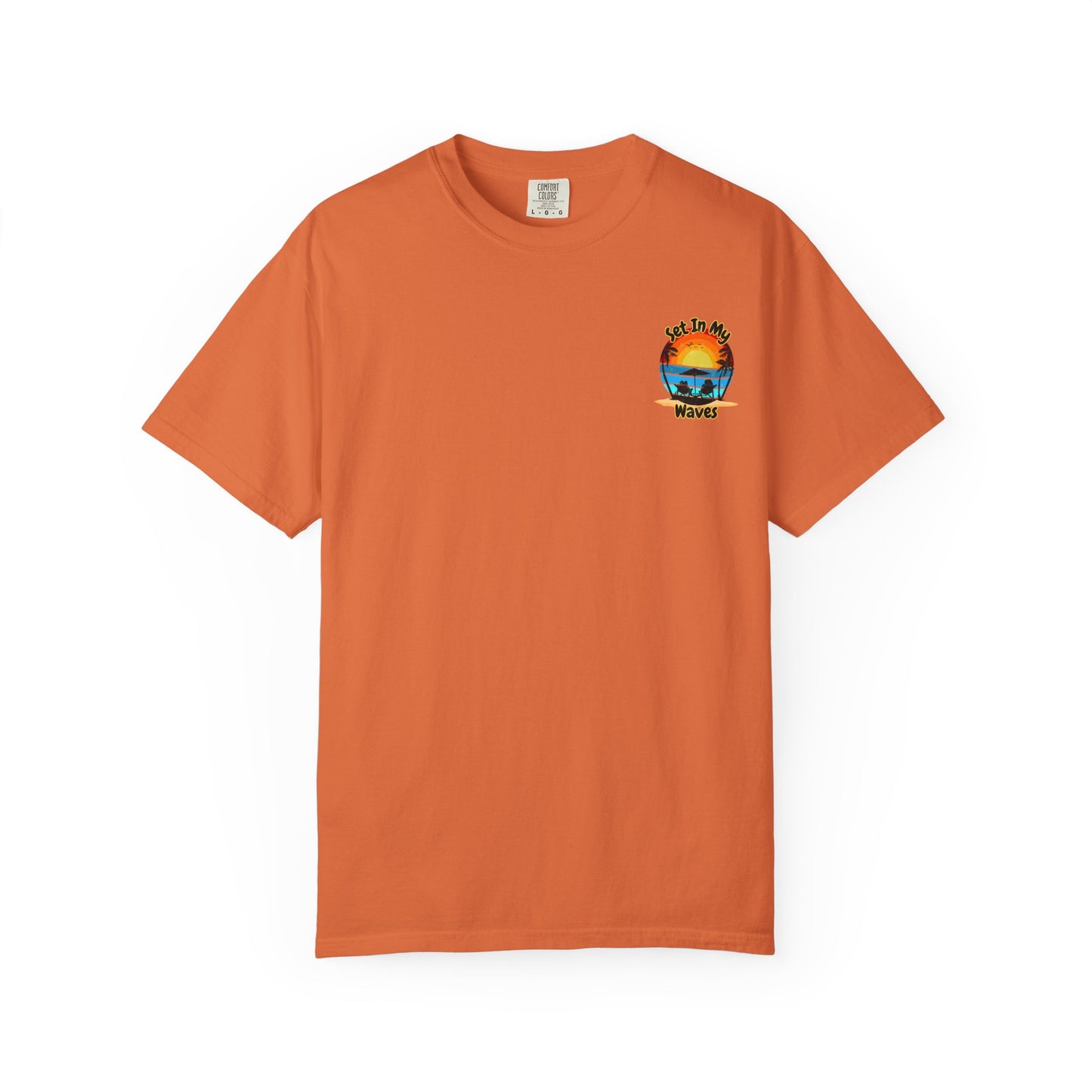 Sunset Surf T-Shirt — "Set In My Waves" Retro Beach Graphic Tee
