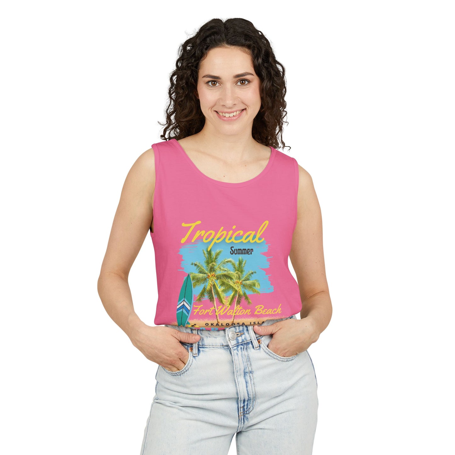 Tropical Summer Tank Top(Print on Front)