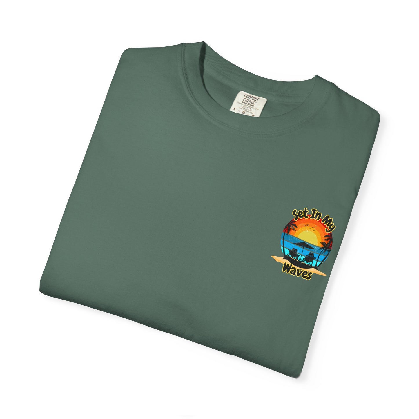 Sunset Surf T-Shirt — "Set In My Waves" Retro Beach Graphic Tee