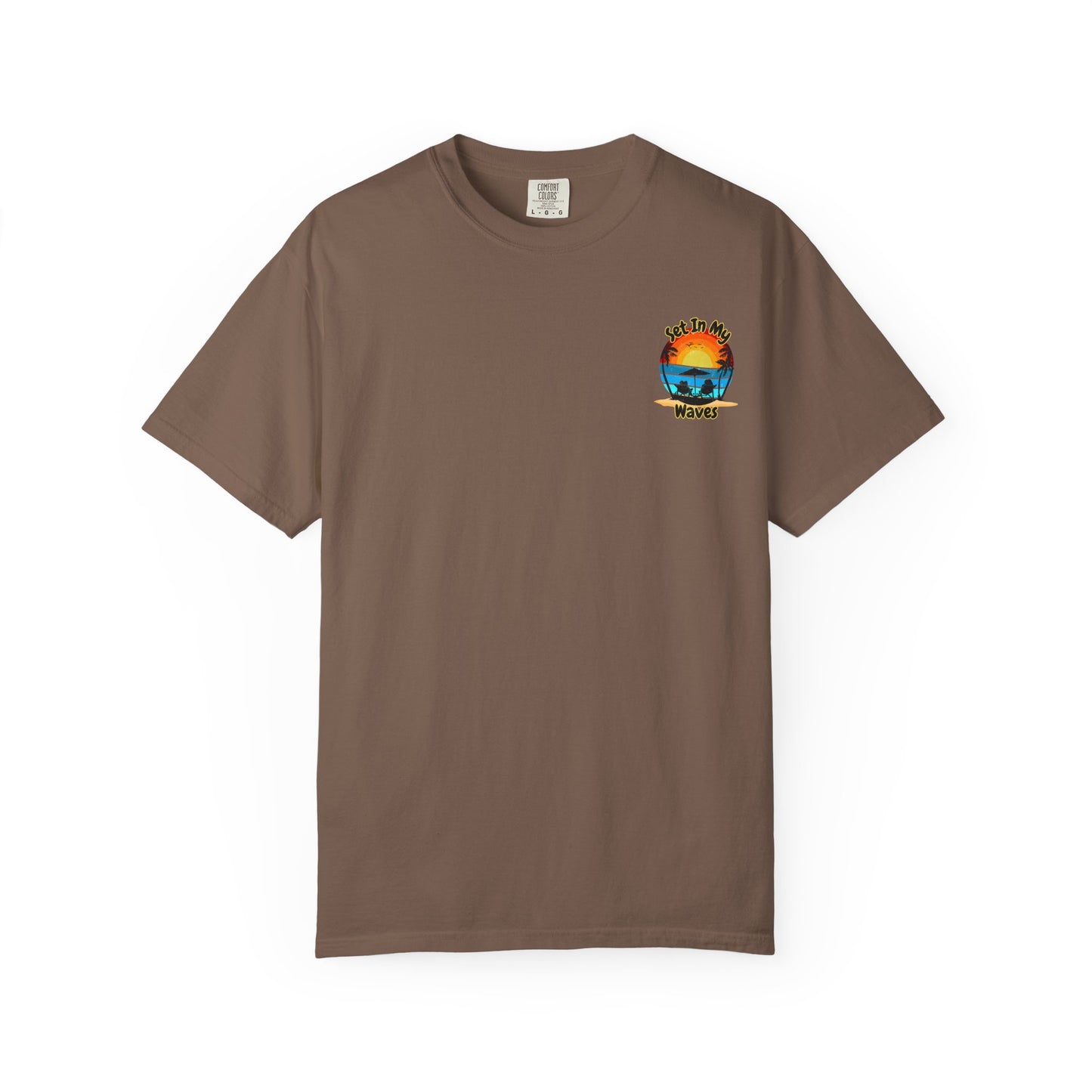 Sunset Surf T-Shirt — "Set In My Waves" Retro Beach Graphic Tee