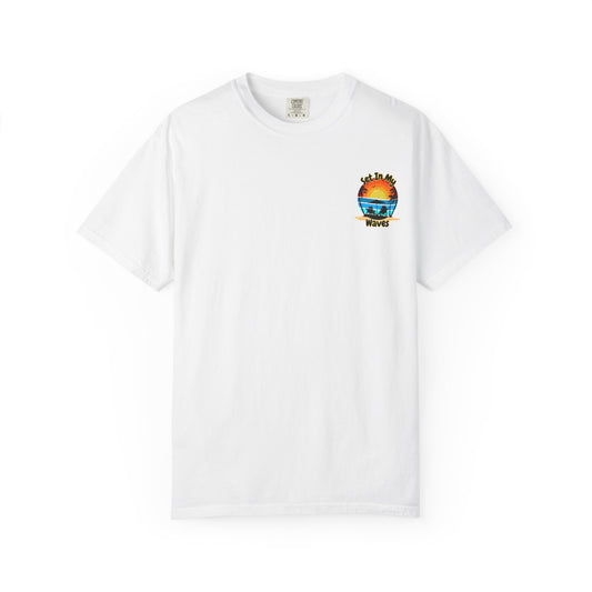 Sunset Surf T-Shirt — "Set In My Waves" Retro Beach Graphic Tee