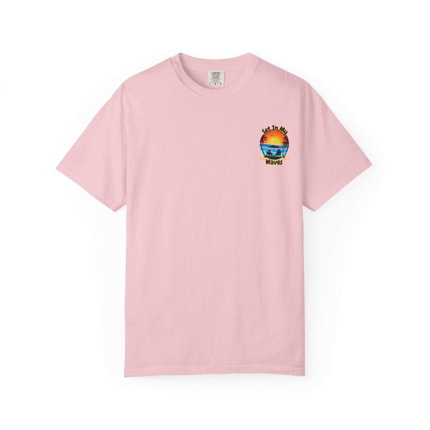 Sunset Surf T-Shirt — "Set In My Waves" Retro Beach Graphic Tee