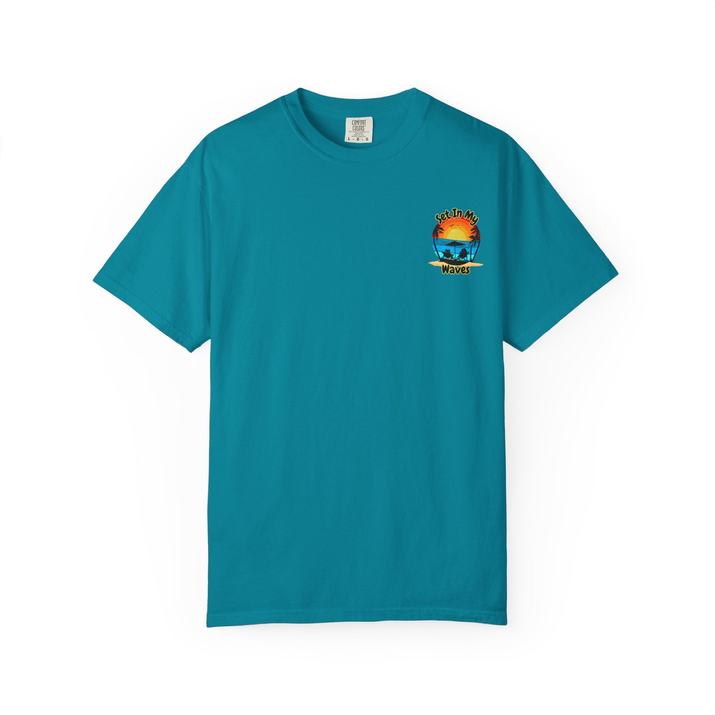 Sunset Surf T-Shirt — "Set In My Waves" Retro Beach Graphic Tee