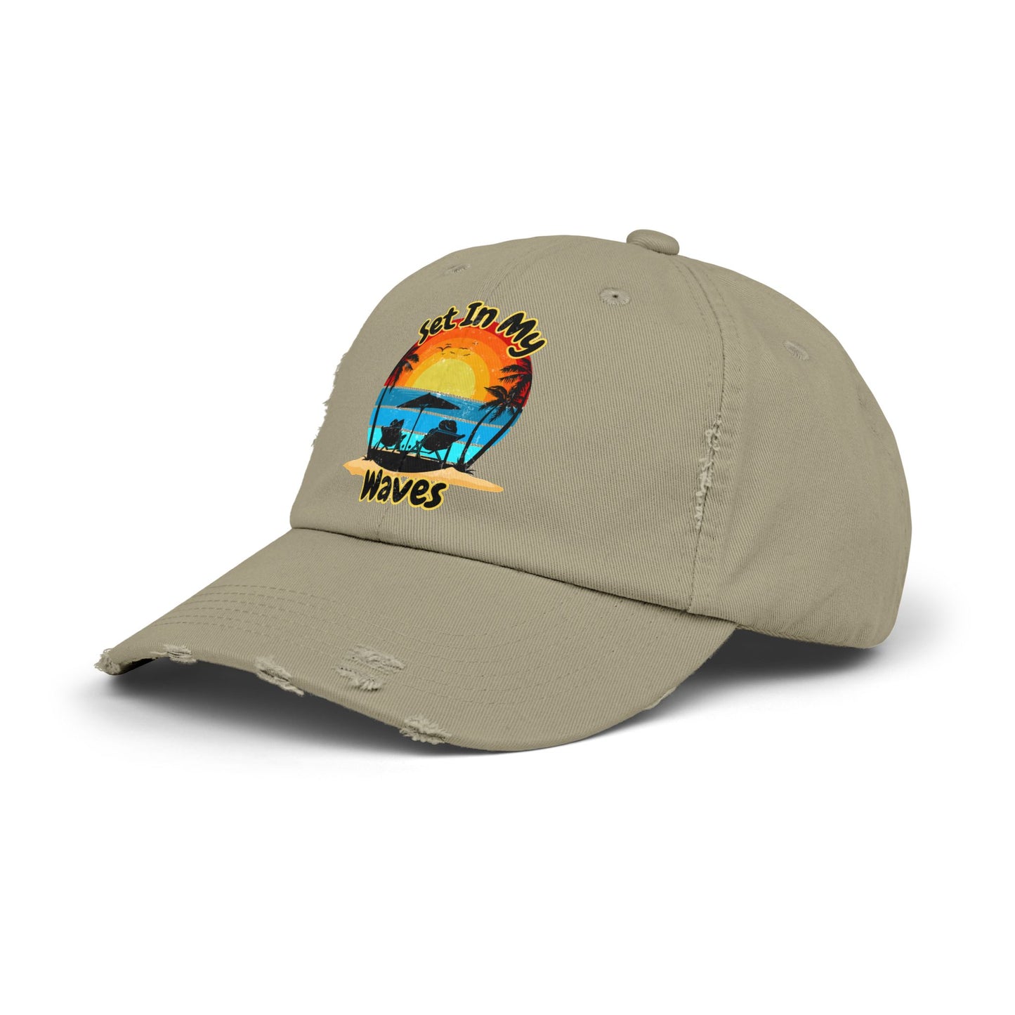 "Set In My Waves" Tropical Distressed Cap