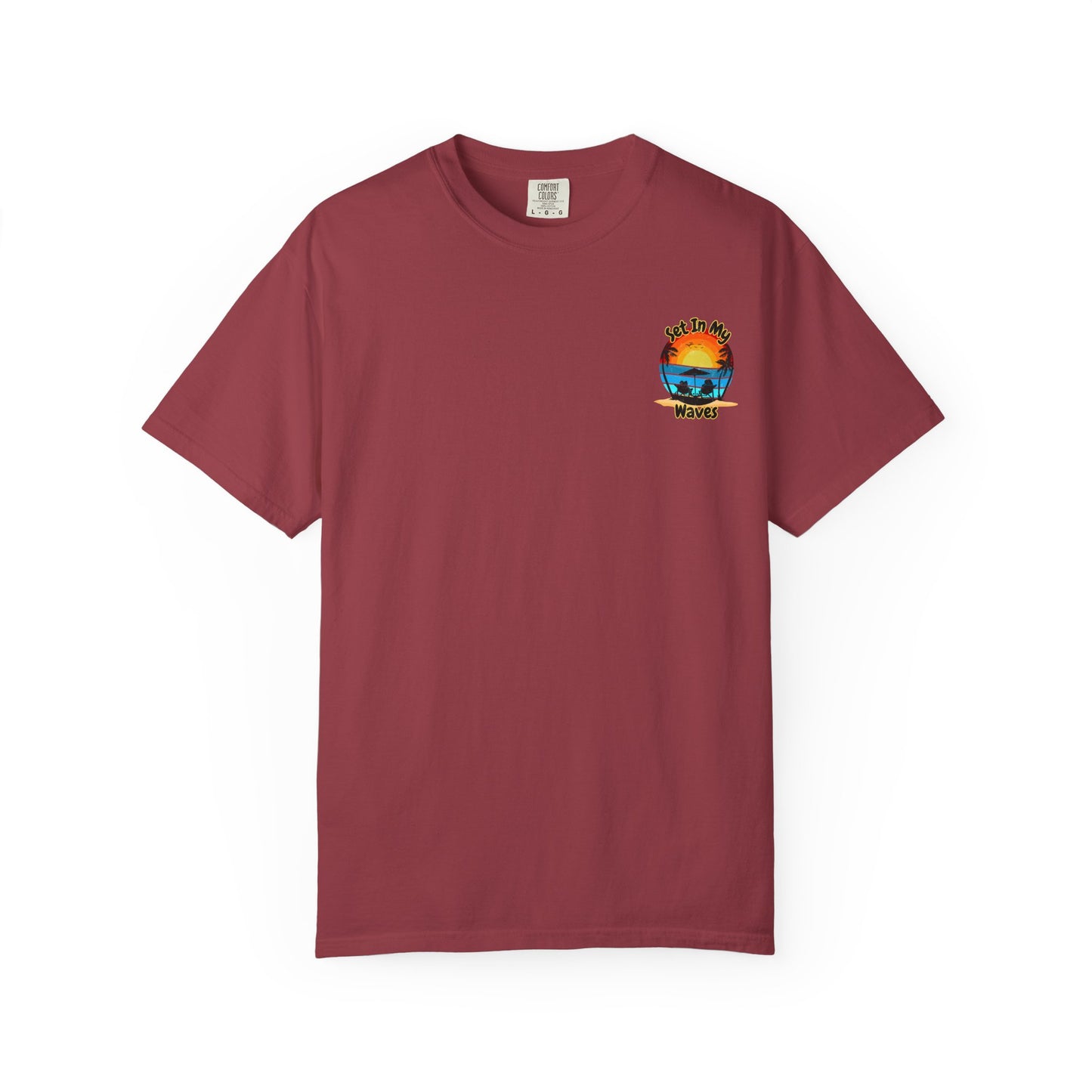 Sunset Surf T-Shirt — "Set In My Waves" Retro Beach Graphic Tee