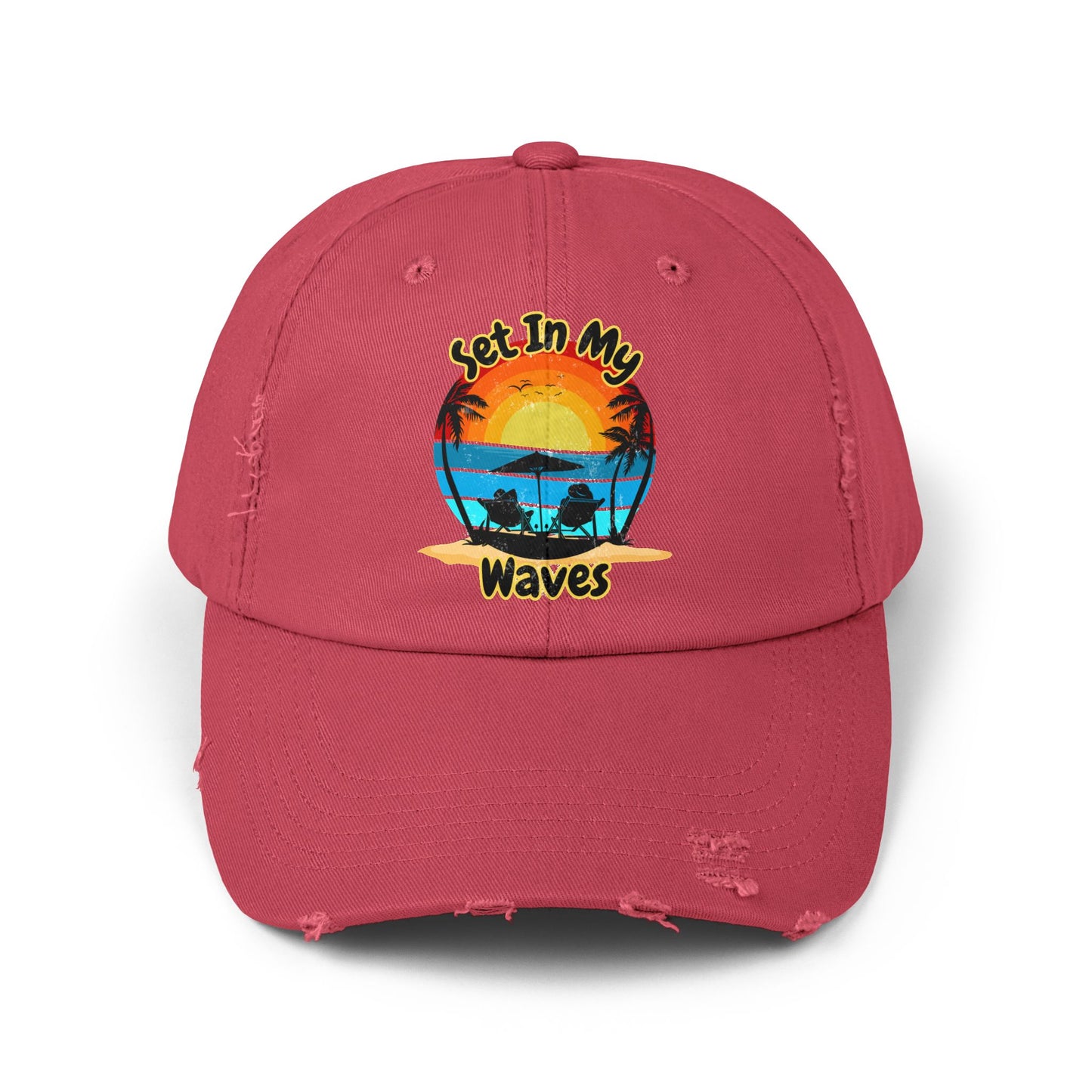 "Set In My Waves" Tropical Distressed Cap