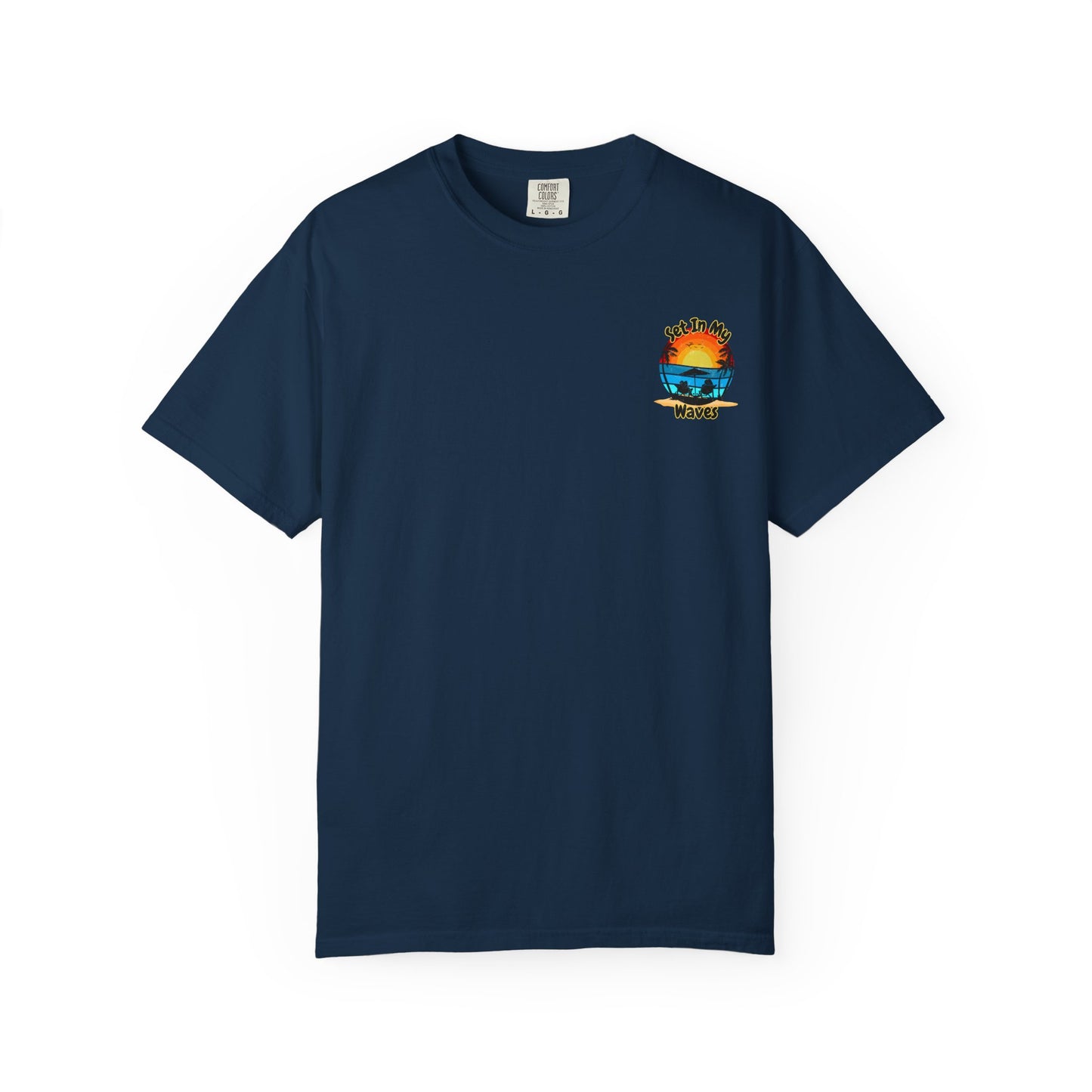 Sunset Surf T-Shirt — "Set In My Waves" Retro Beach Graphic Tee