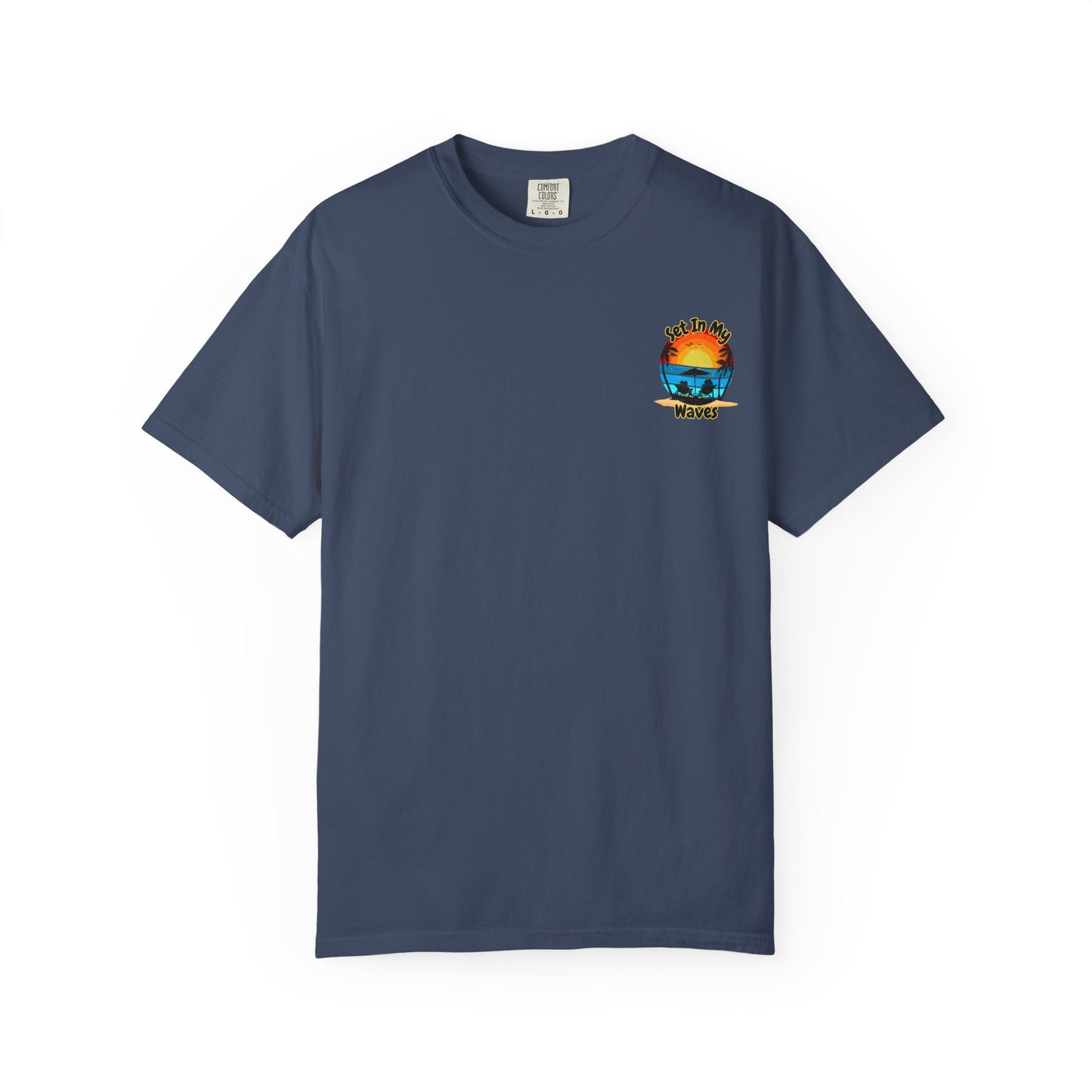 Sunset Surf T-Shirt — "Set In My Waves" Retro Beach Graphic Tee
