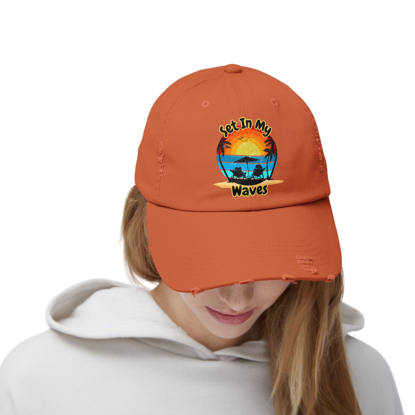 "Set In My Waves" Tropical Distressed Cap