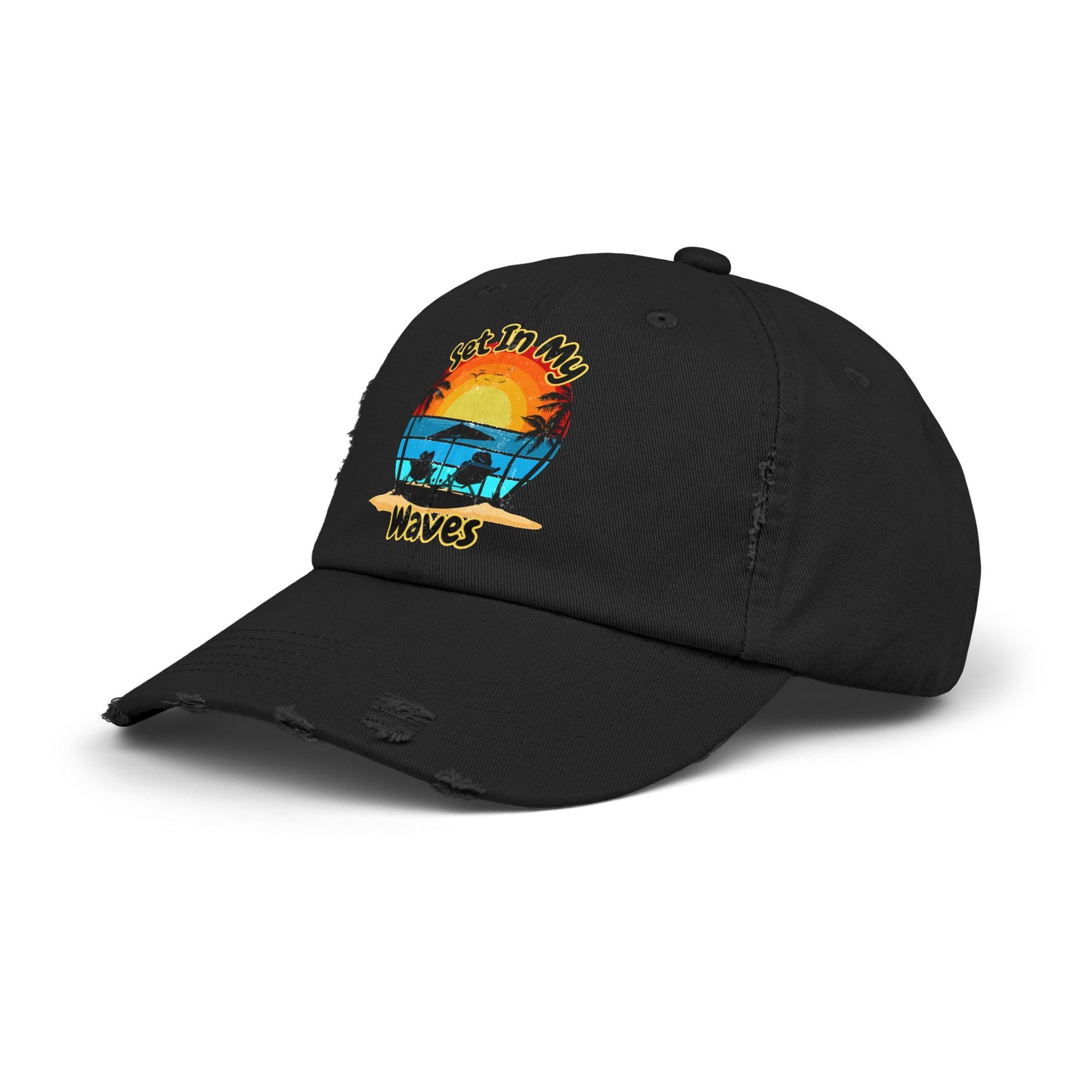 "Set In My Waves" Tropical Distressed Cap